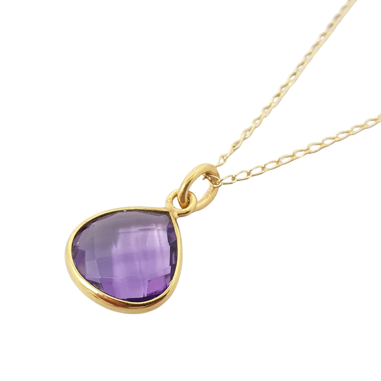 Women’s Pink / Purple / Gold Amethyst February Birthstone Purple Pendant Charm Necklace Harfi