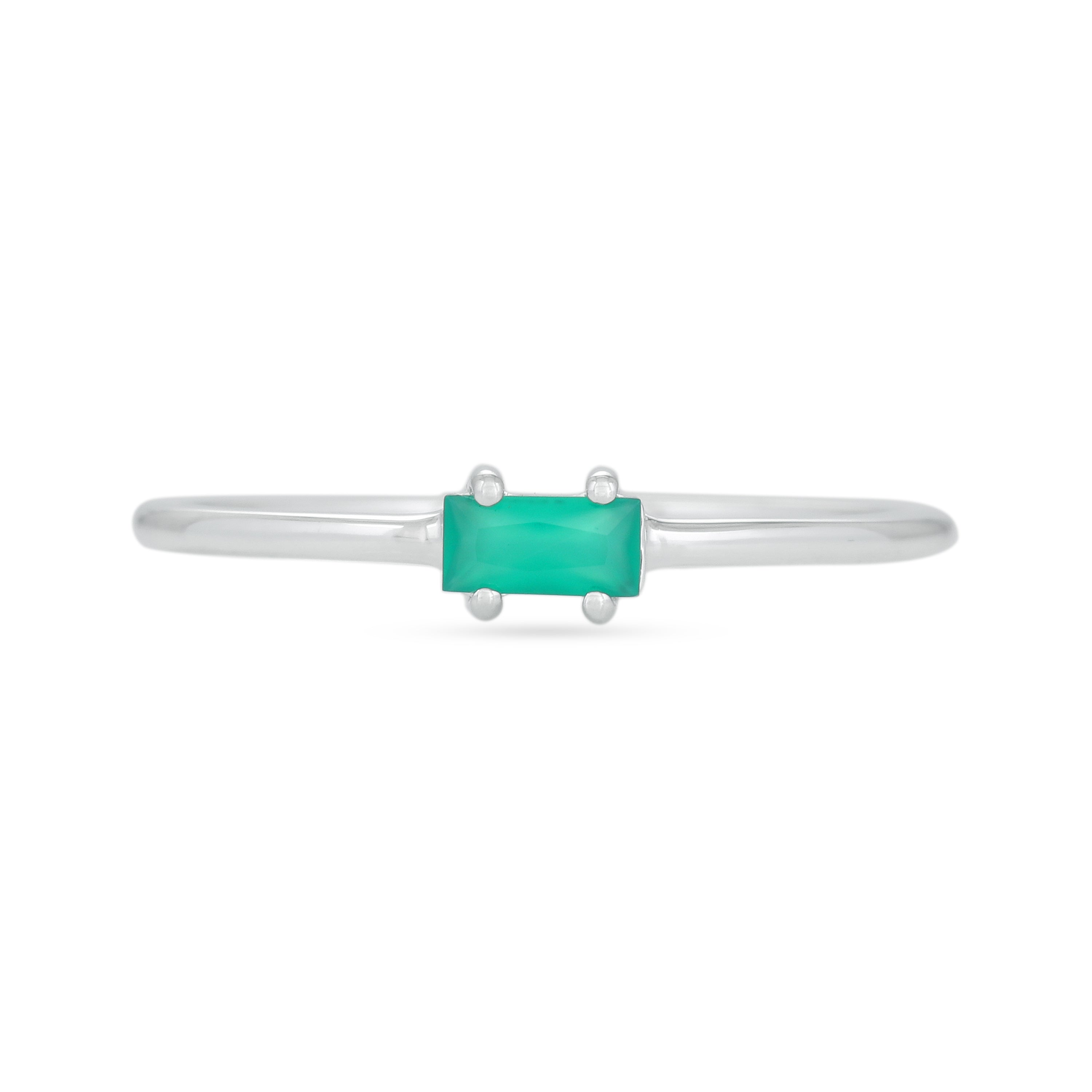 Women’s Green Onyx Baguette Ring - Sterling Silver | Karrah Jewellery