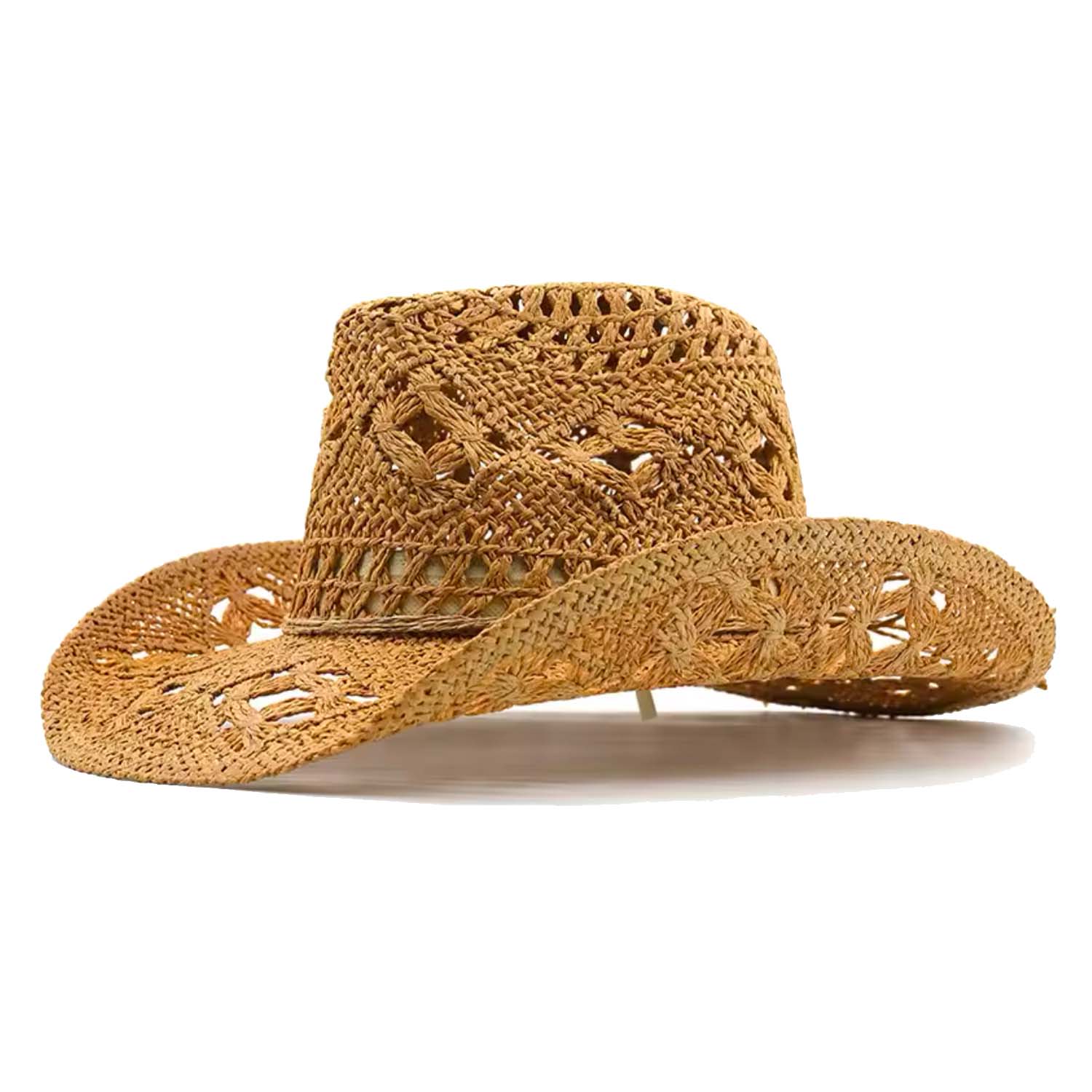 Women's Handmade Brown Natural Straw Western Cowboy Hat | One Size | Chanel Joan Elkayam