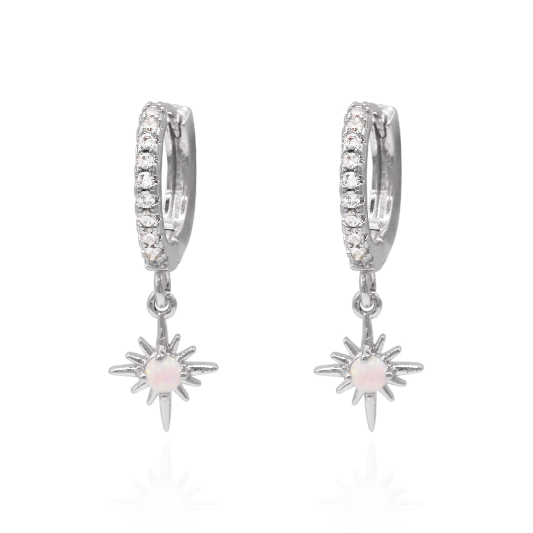 Luna Charles Women's Neve Opal Star Huggie Hoop Earrings