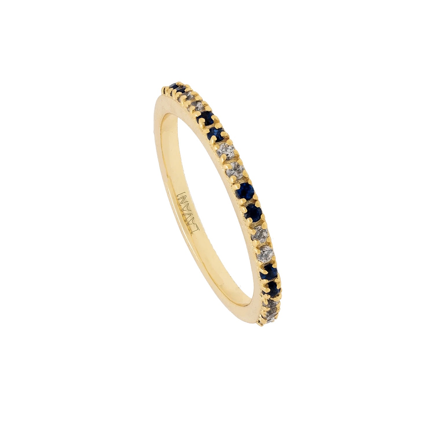 Lavani Jewels Women's Blue Goldplated Diya Ring In Gold