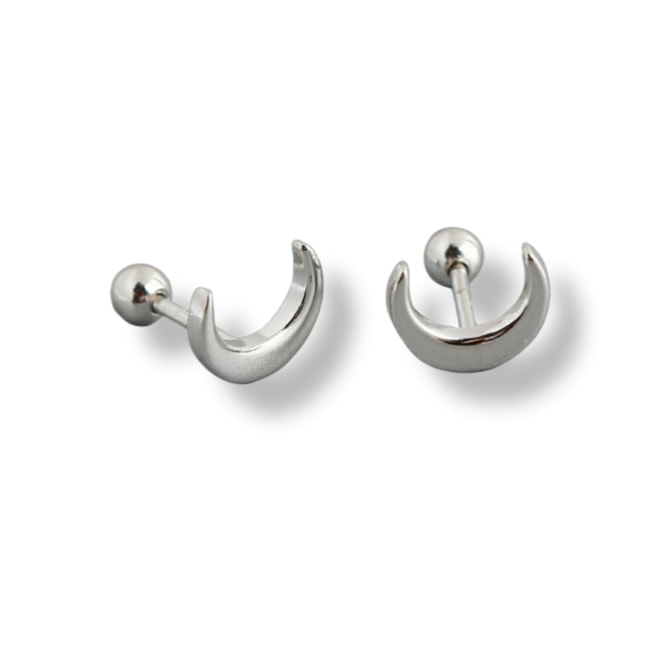 Gold Trip Women's Crescent Moon Barbell Earrings In Silver In Silver