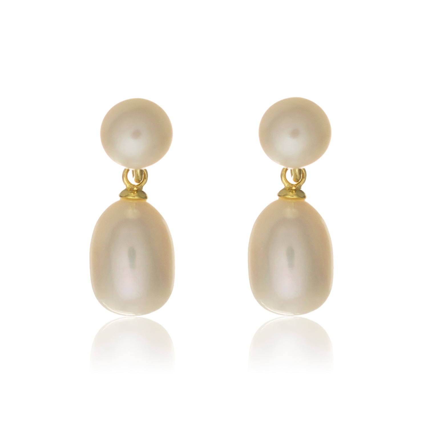 Auree Jewellery Women's White / Gold Glebe Double White Pearl & Gold Vermeil Drop Earrings