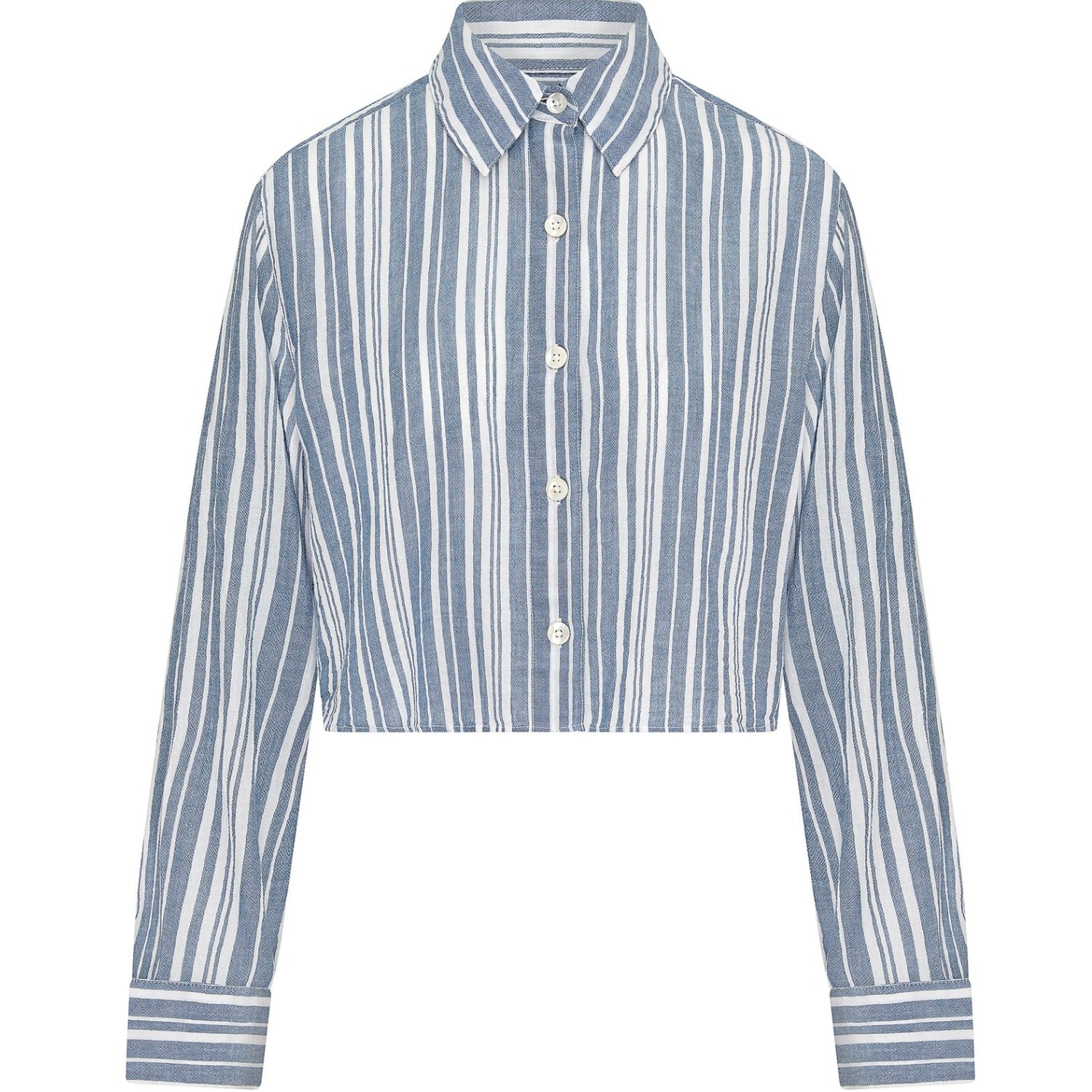 Nudea Women's Blue The Cropped Shirt - French Navy Stripe In Multi