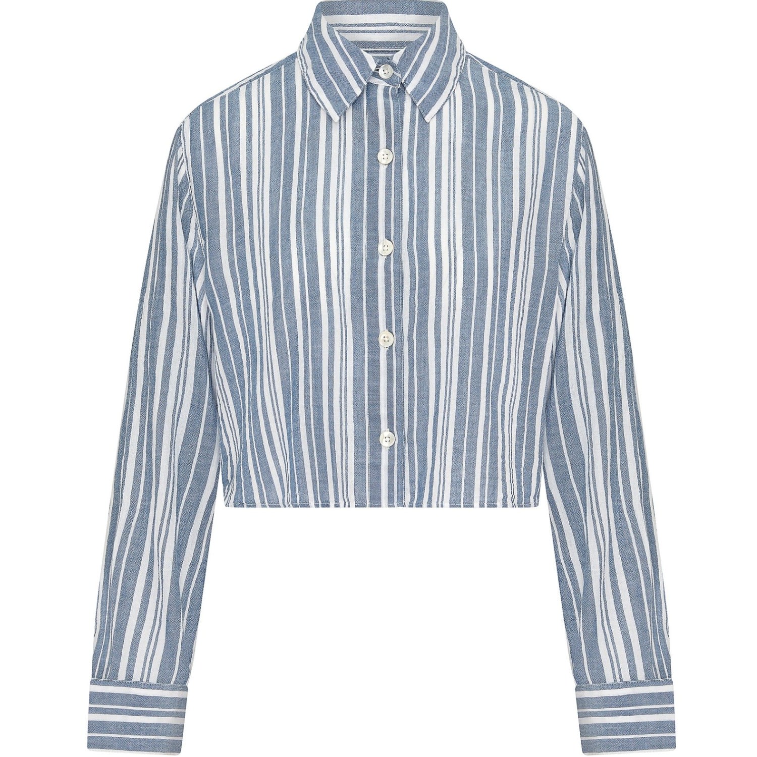 Nudea Women's Blue The Cropped Shirt - French Navy Stripe In Blue