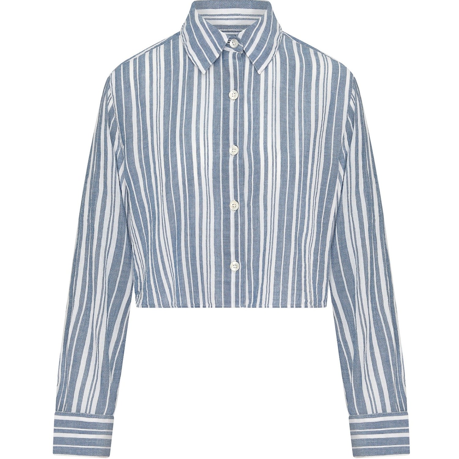 Women’s Blue The Cropped Shirt - French Navy Stripe Extra Small Nudea