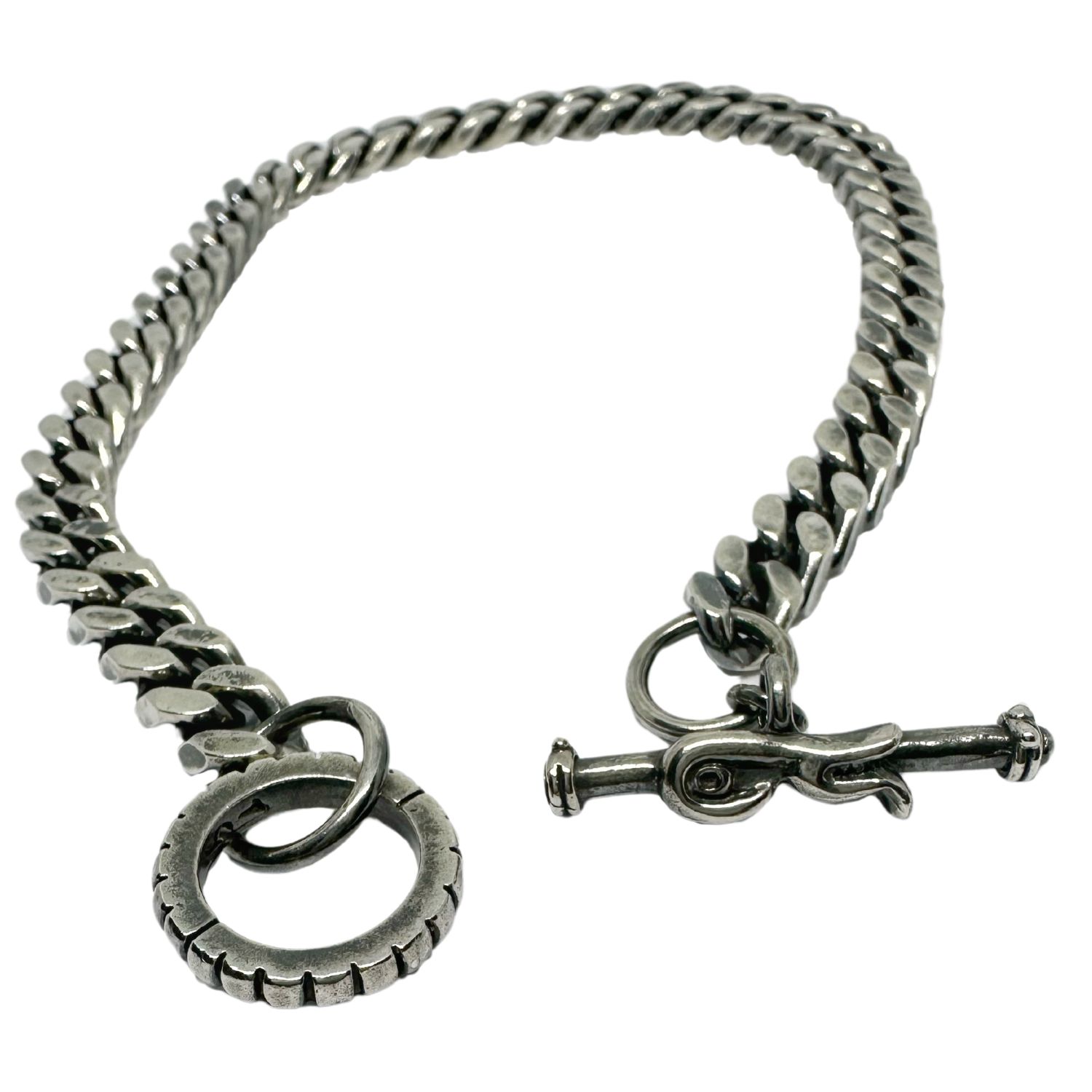 Tg-jewellery By Tamara Gervasio Men's Silver / Black Celtic Bird T-bar Curb Chain