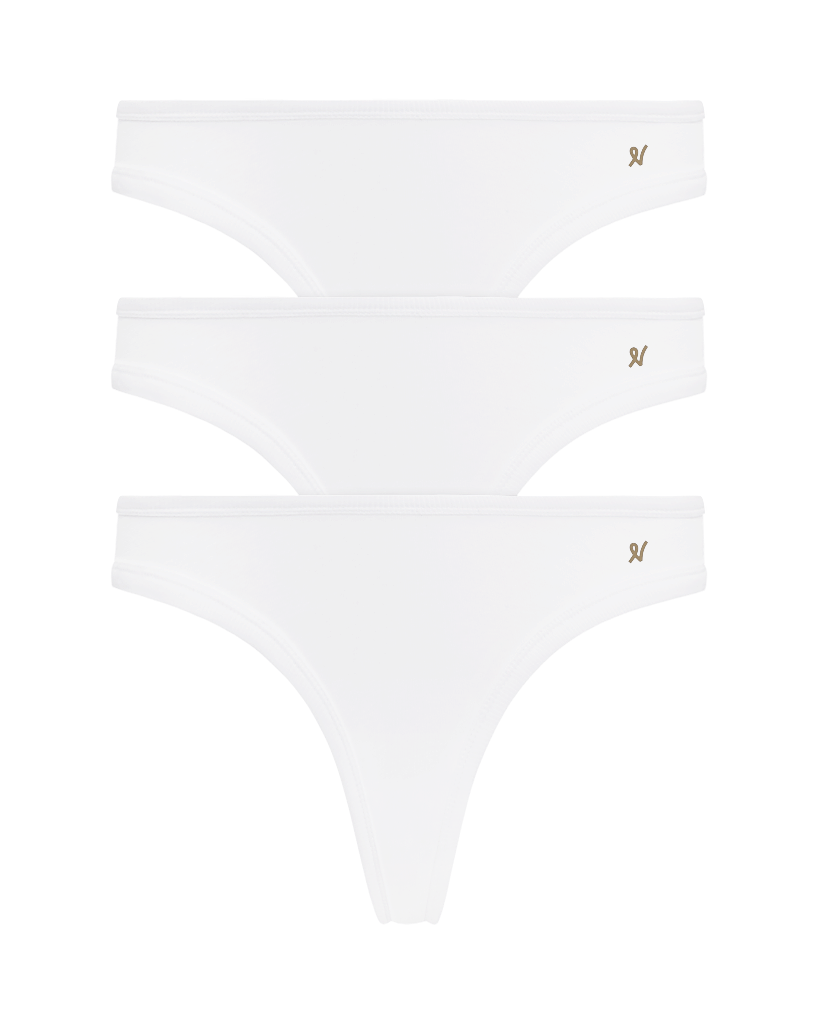 Nudea Women's The Organic Cotton Dipped Thong Three Pack - Cotton White