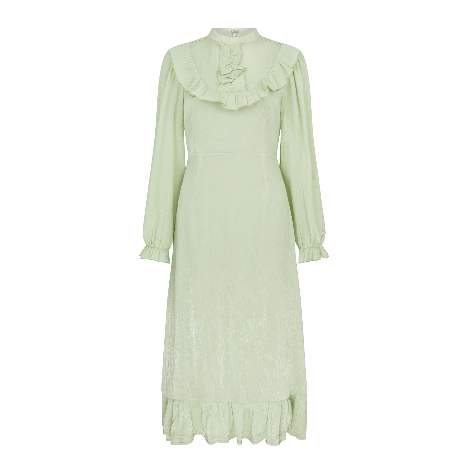 Sour Figs Women's Ruffled Midi Dress In Sage Green In Green