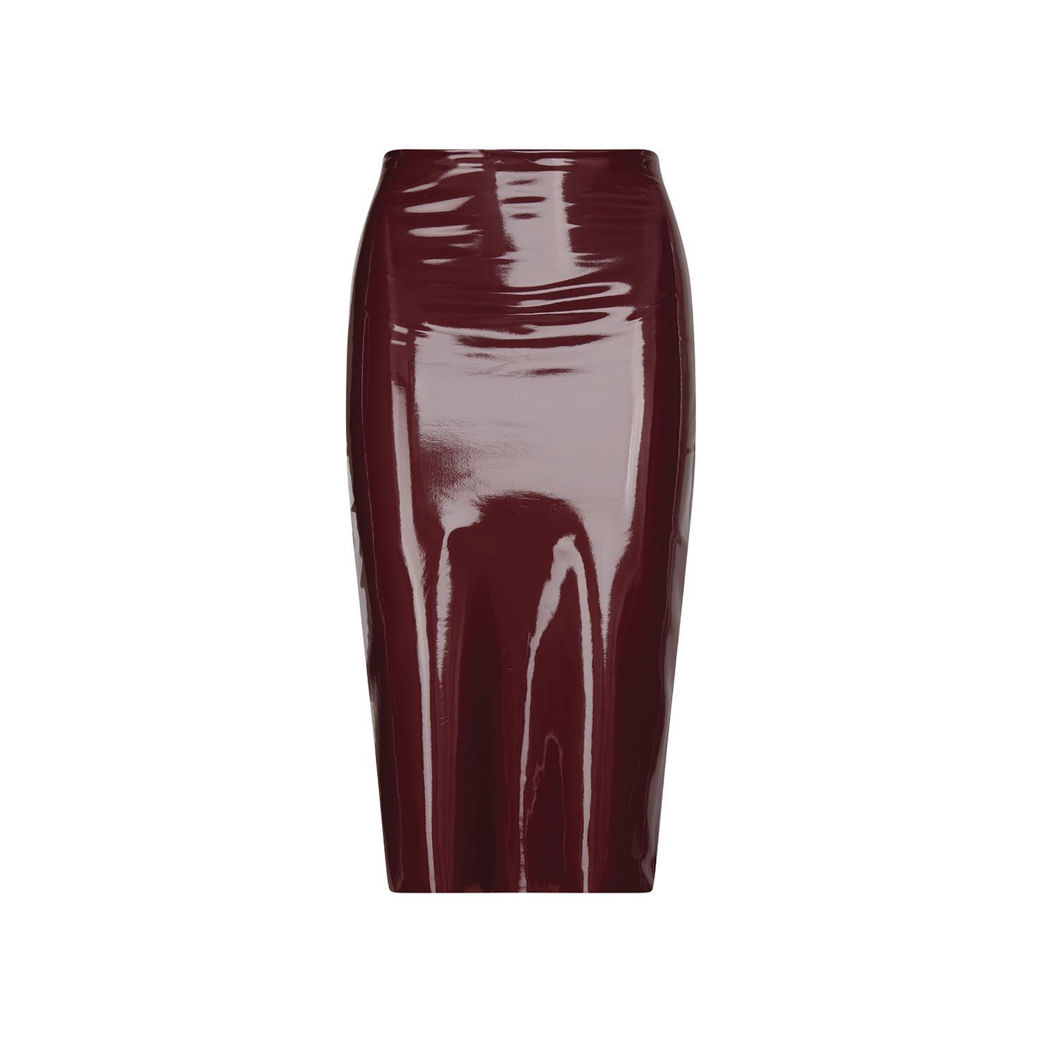 Commando Faux Patent Leather Midi Burgundy Skirt - Clothing from