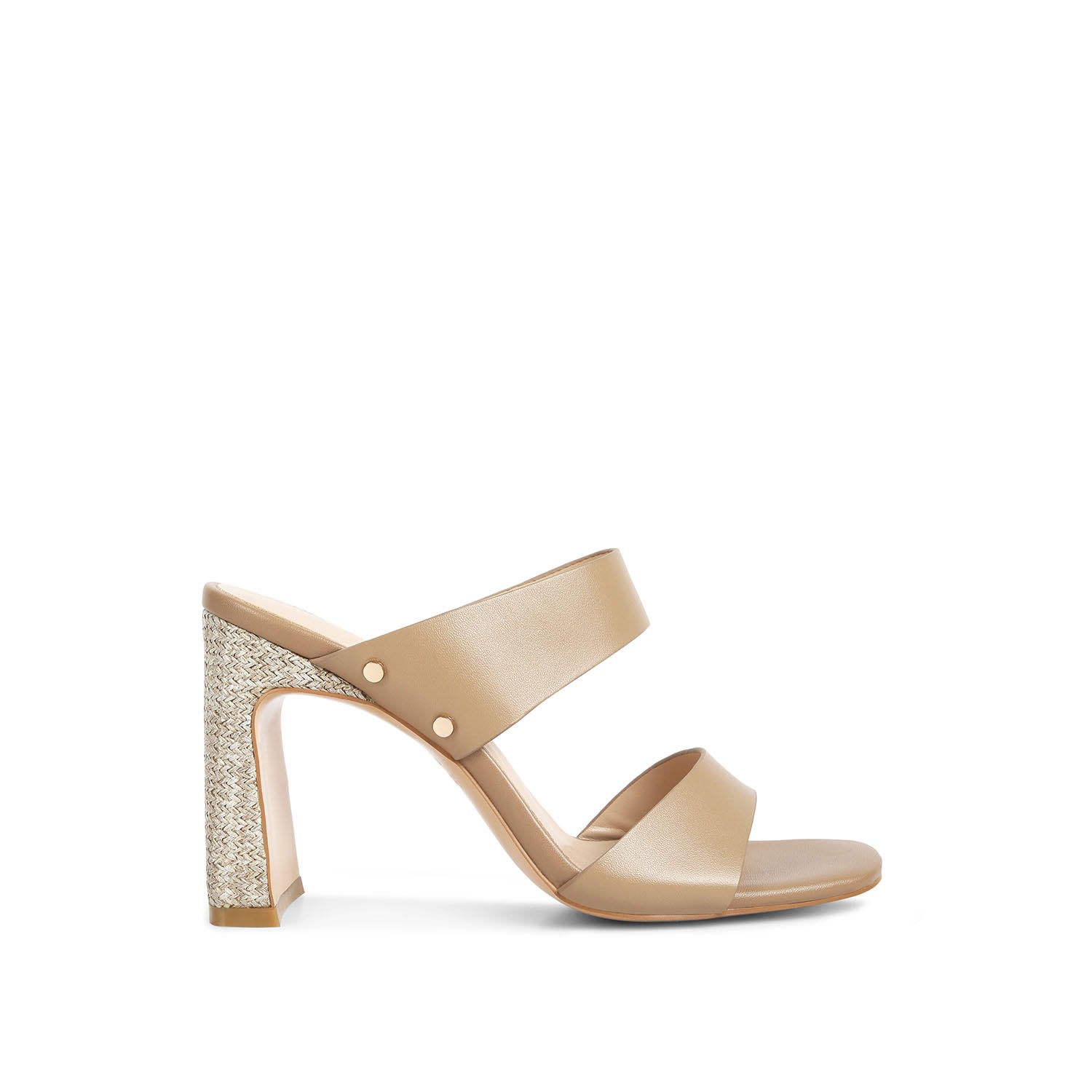 Shop Rag & Co Women's Neutrals Alodia Slim Block Heel Sandals In Taupe In Black