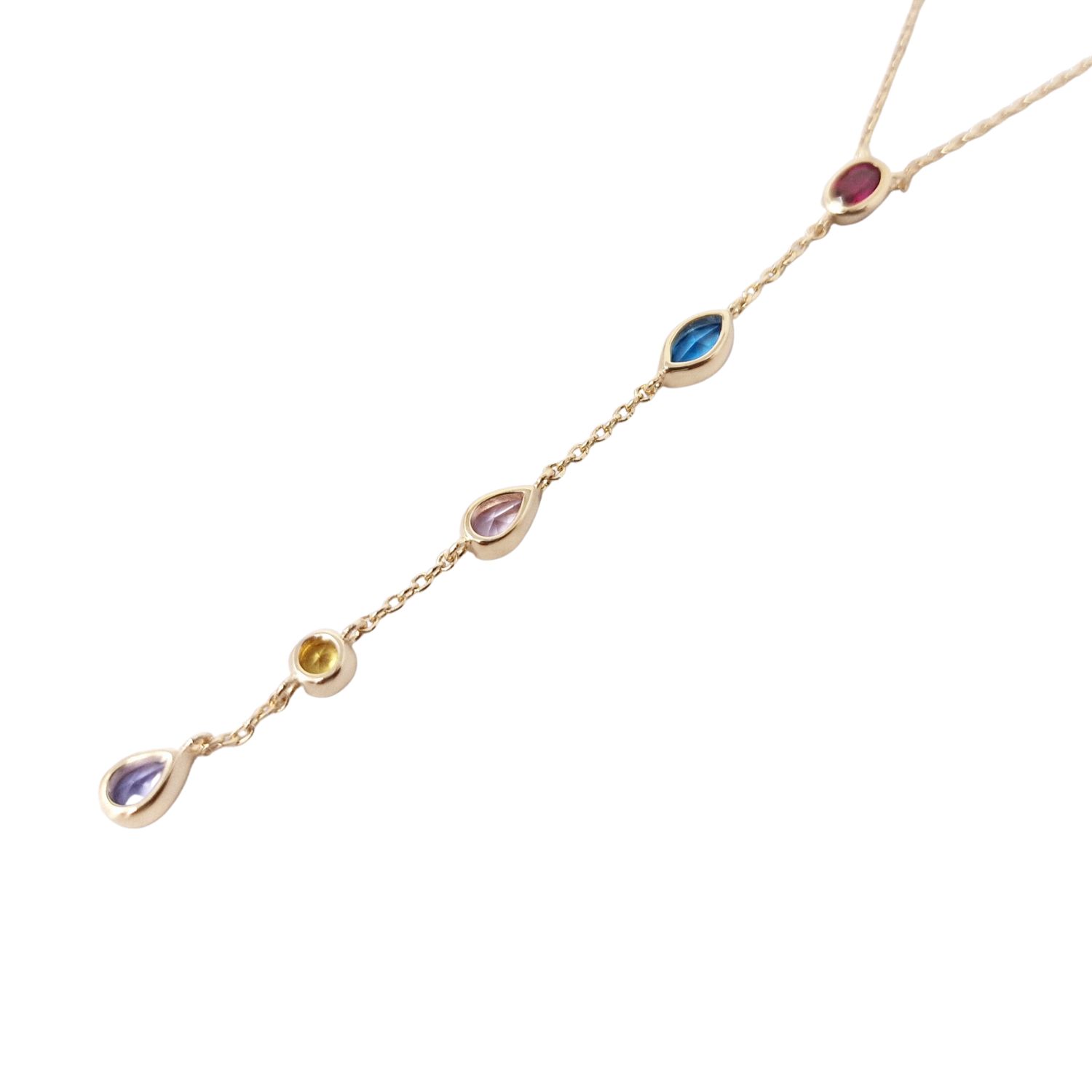 Harfi Women's Orange / Gold / Blue Gold Vermeil Plated Multi Colour Gemstone Necklace