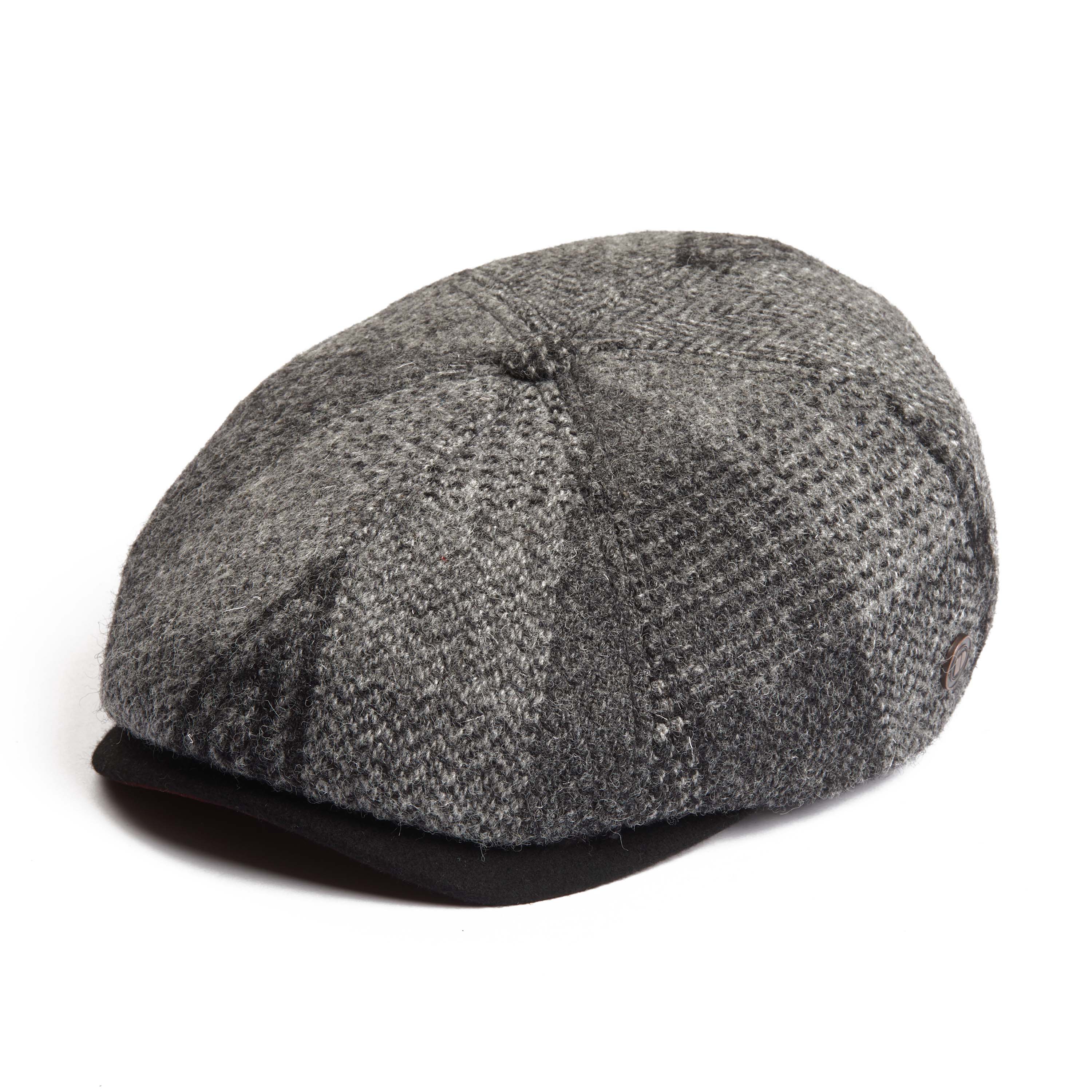 Dasmarca Hats Men's Grey / Black Aaron Harris Tweed Wool Cap With Earflaps - Slate In Grey/black