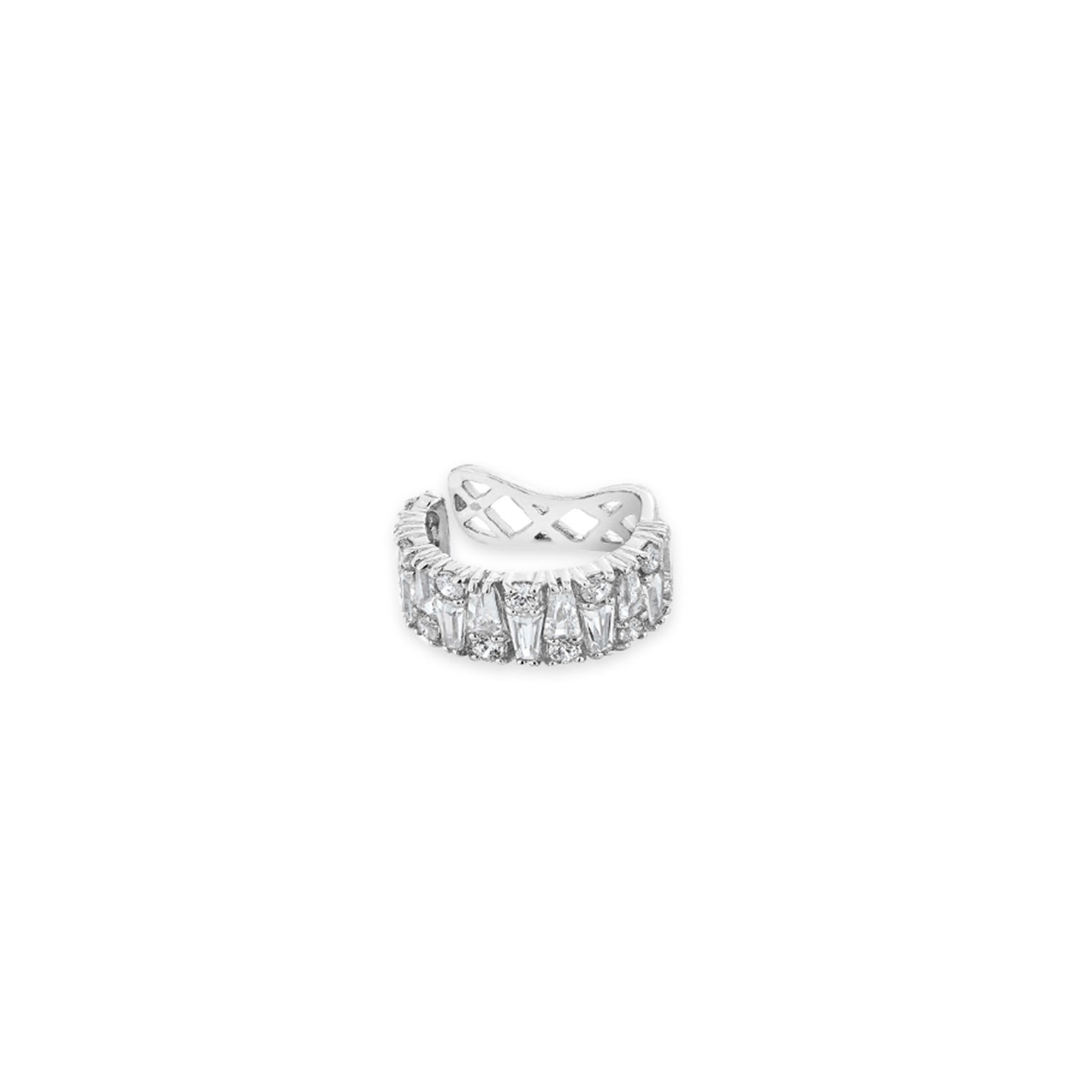 Sally Skoufis Women's White / Silver Culture Ear Cuff With Man Made Cz Diamond Stimulant In Sterling Silver In Multi