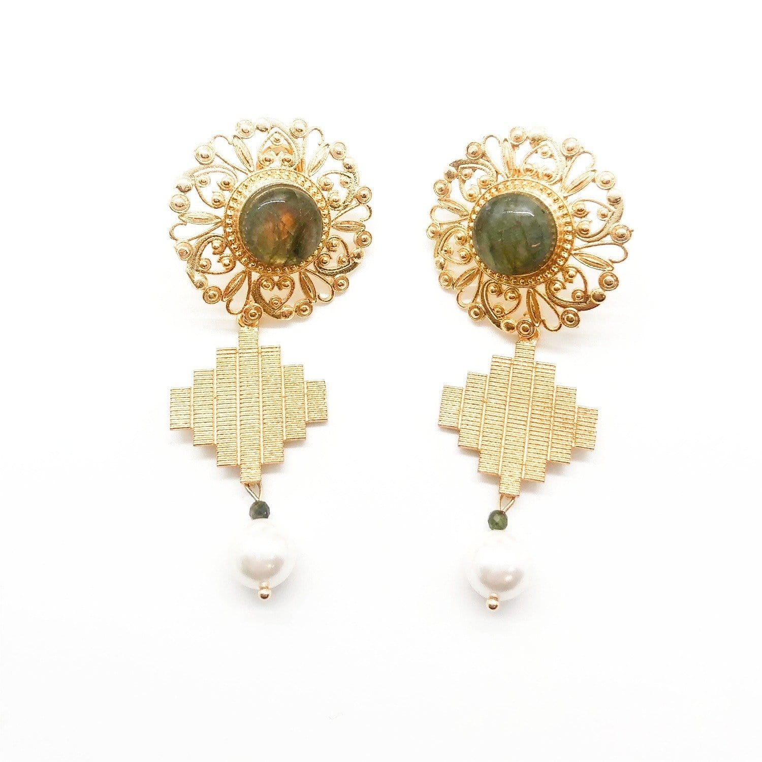 Adiba Women's Gold Linaria Handmade Drop Earring