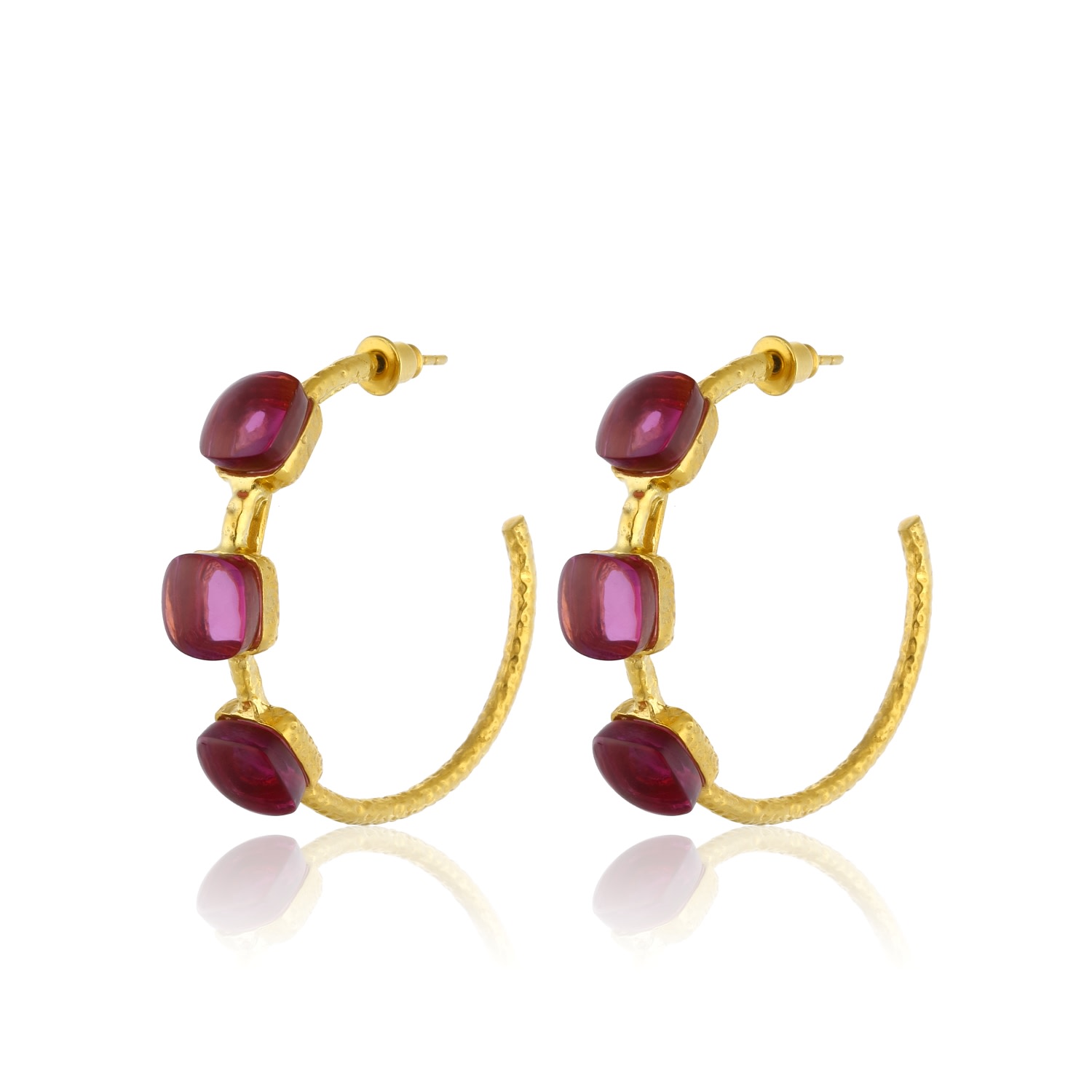Maison Soula Women's Pink / Purple / Red Siena Hoop Earrings - Ruby Pink