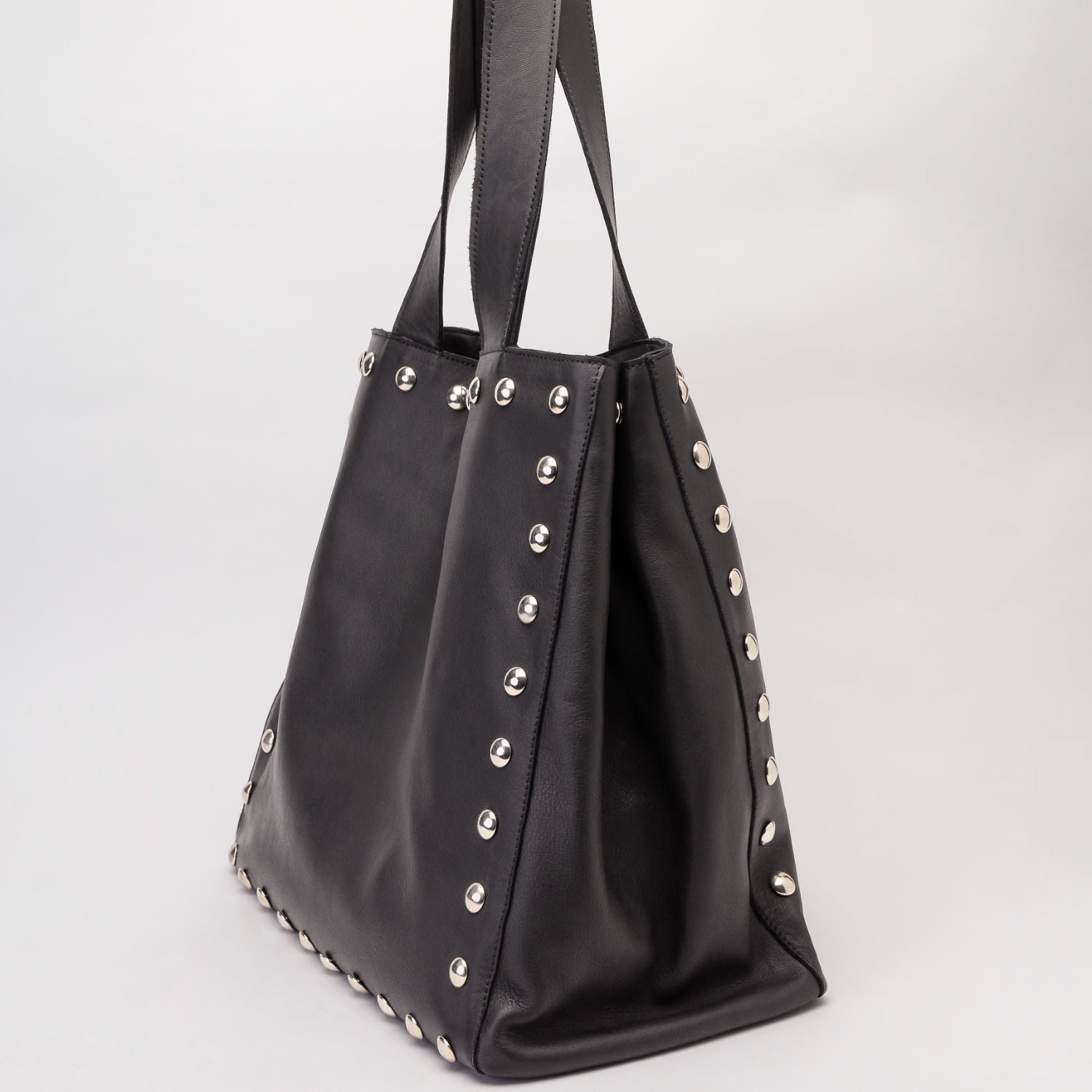 Black Leather Studded Tote Bag | JUAN-JO | Wolf & Badger