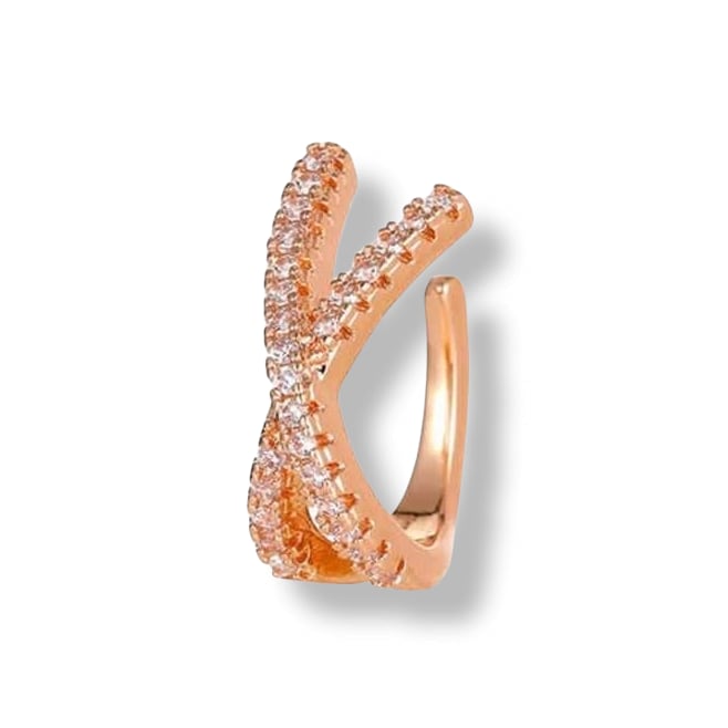 Gold Trip Women's Cross Ear Cuff In Rose Gold In Gold