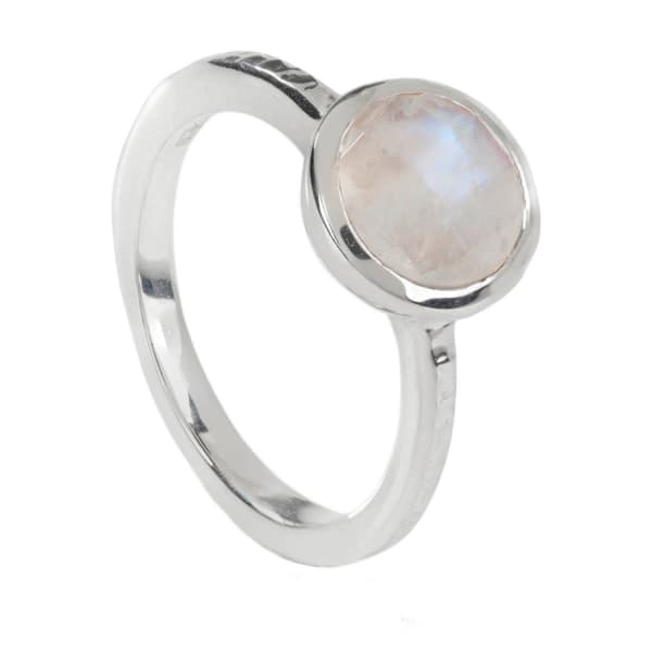 Neola Estella Sterling Silver Ring Rainbow Moonstone In Silver