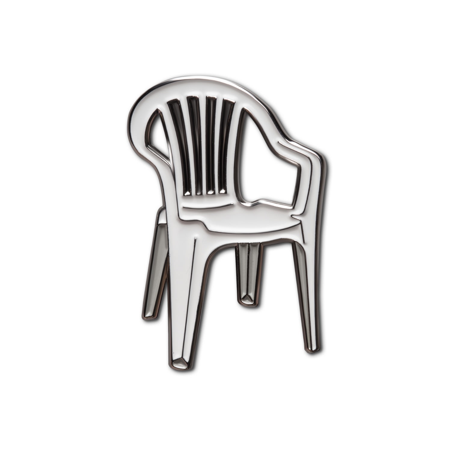 Women’s White Enamel Pin Plastic Chair Make Heads Turn