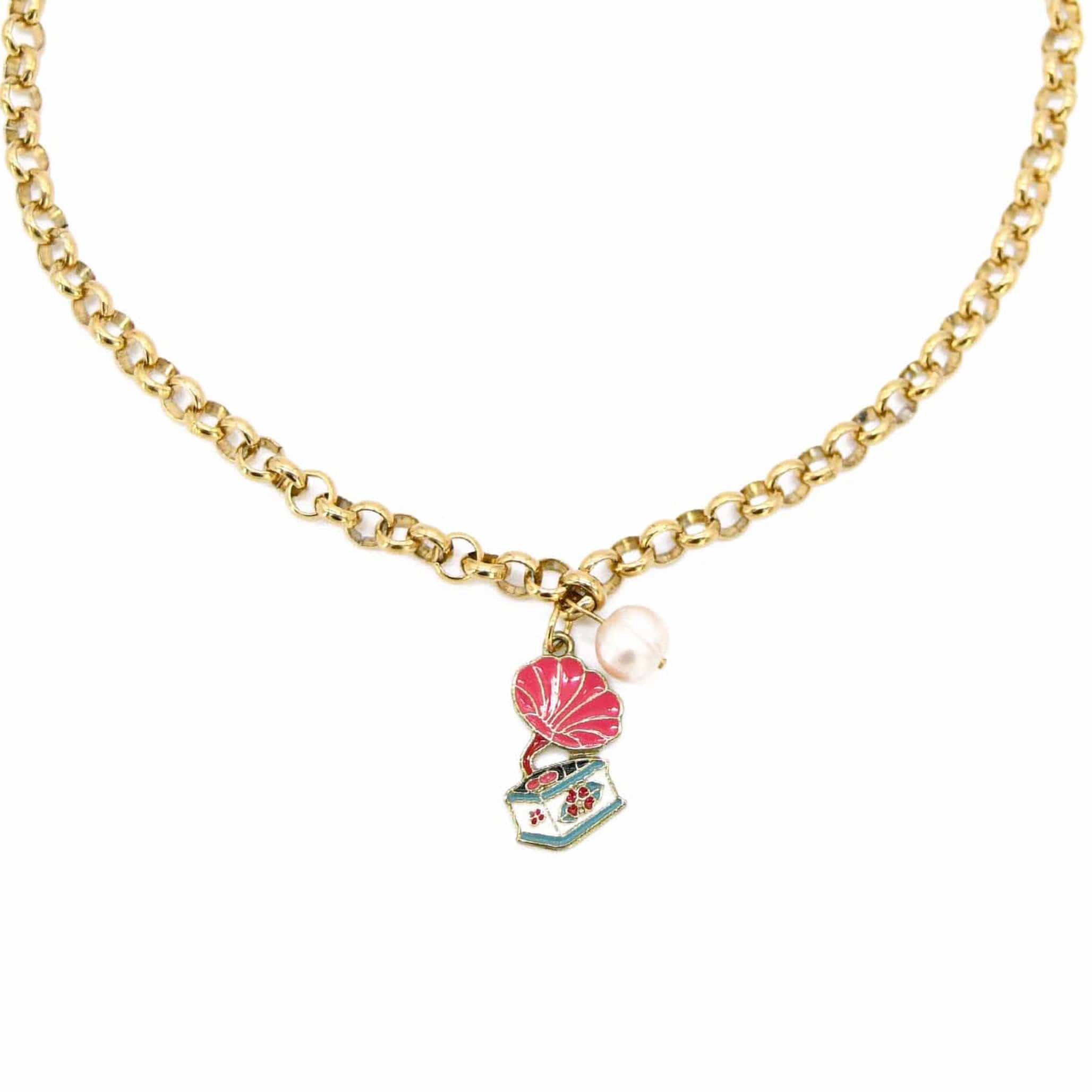 Women’s Pink / Purple / Gold Gramophone Handmade Necklace Adiba