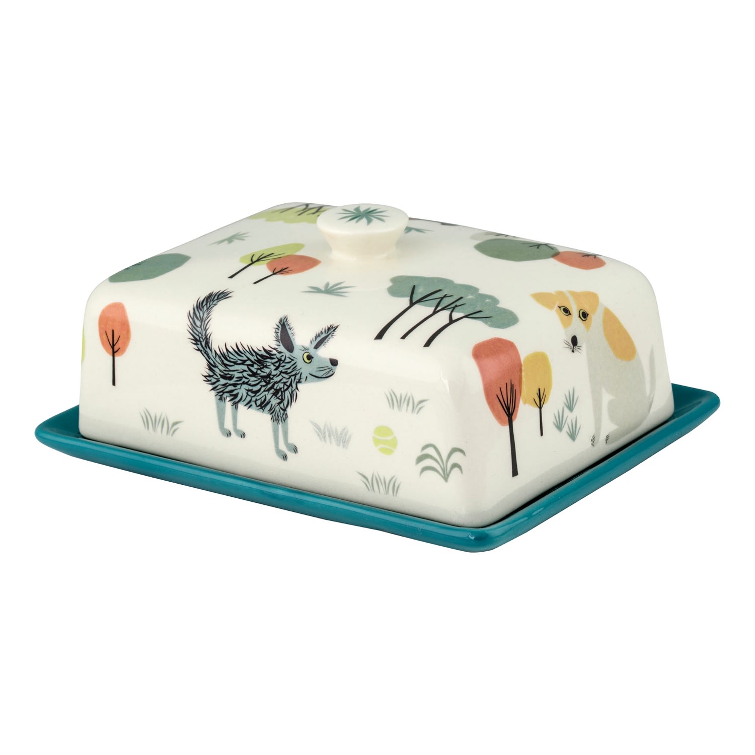 Hannah Turner Dog Butter Dish In Blue