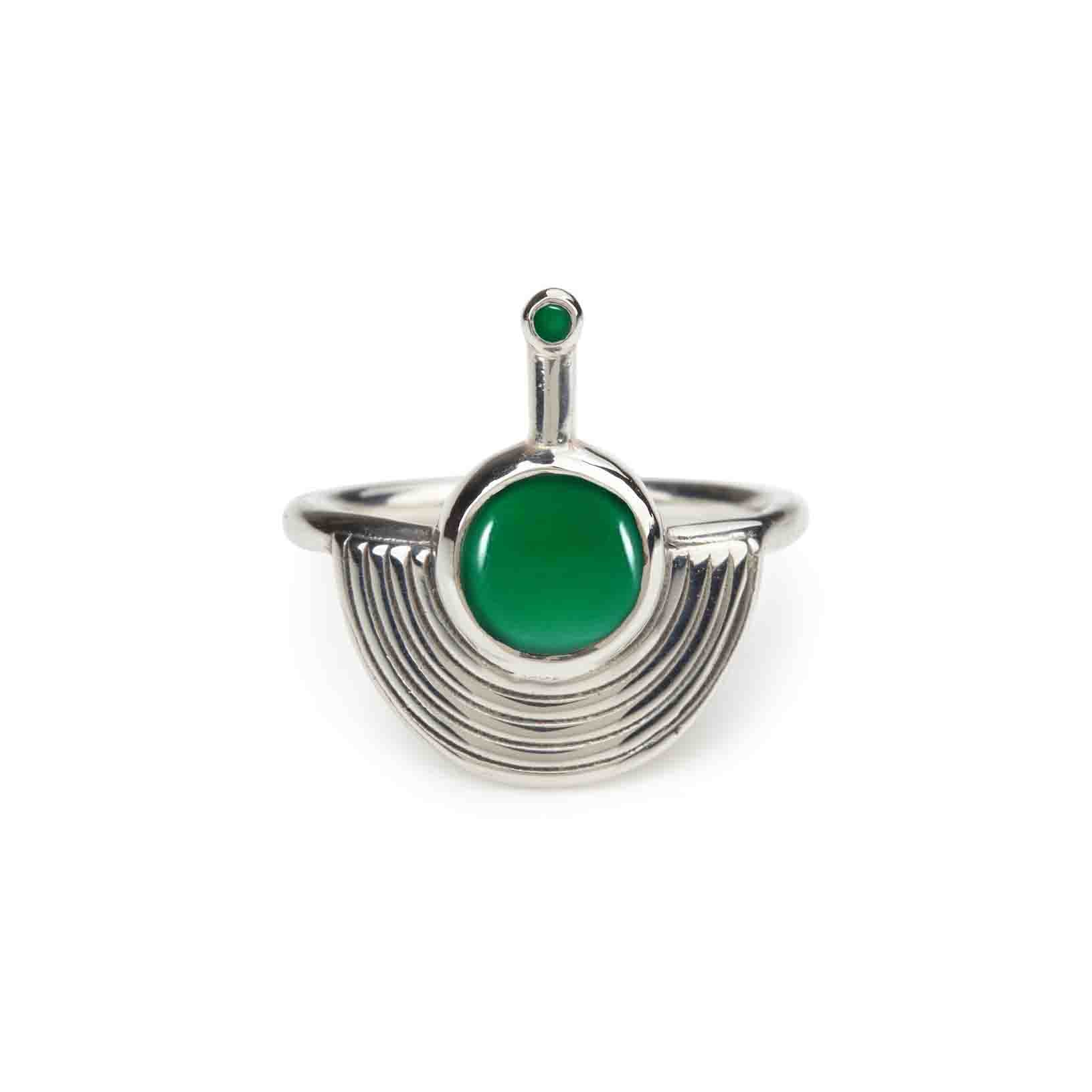 Women’s Green / Silver Interstellar Ring Silver Green Onyx Rachel Entwistle Jewellery