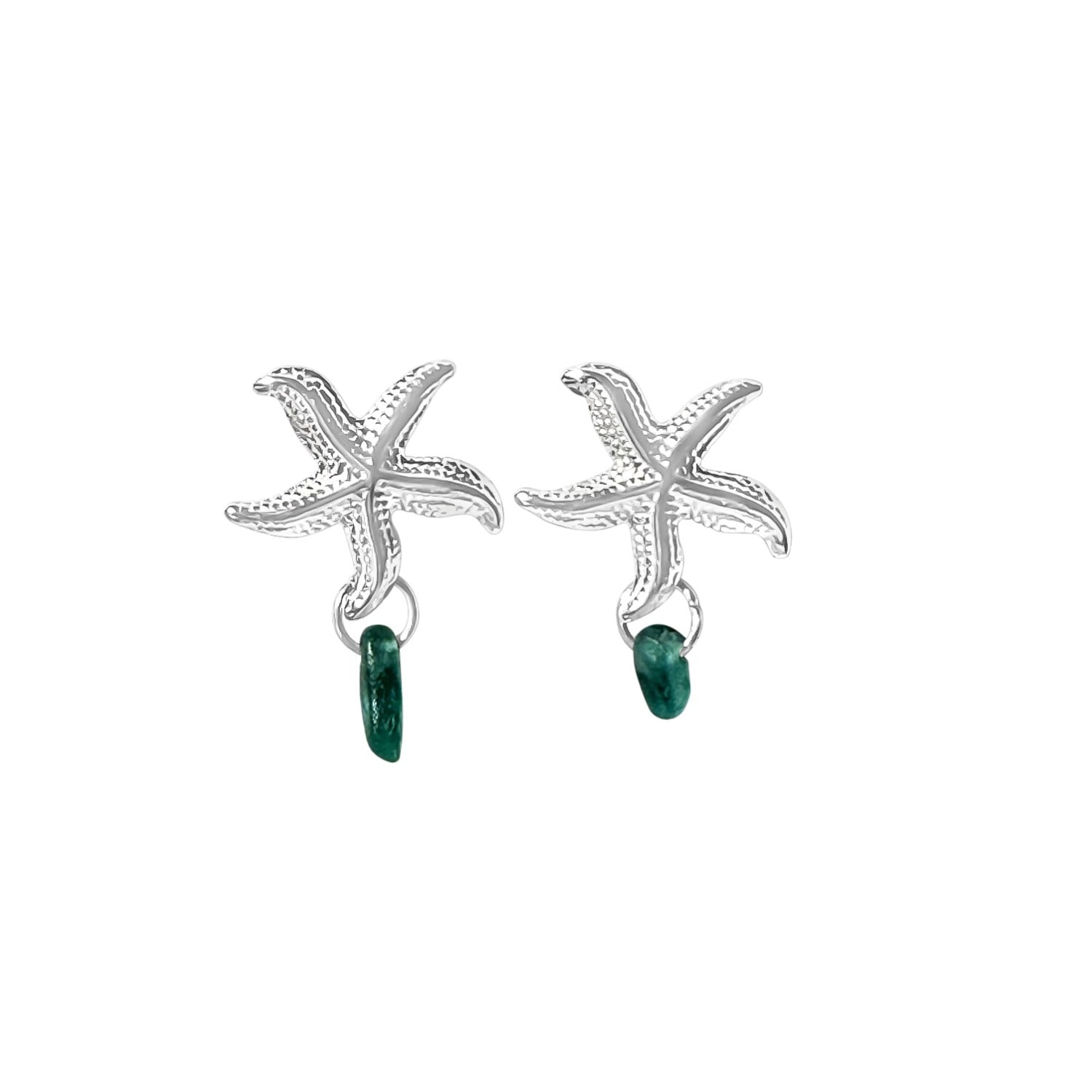 Glasstyk I/s Women's Starfish Erraings Blue Sea Glass Steel