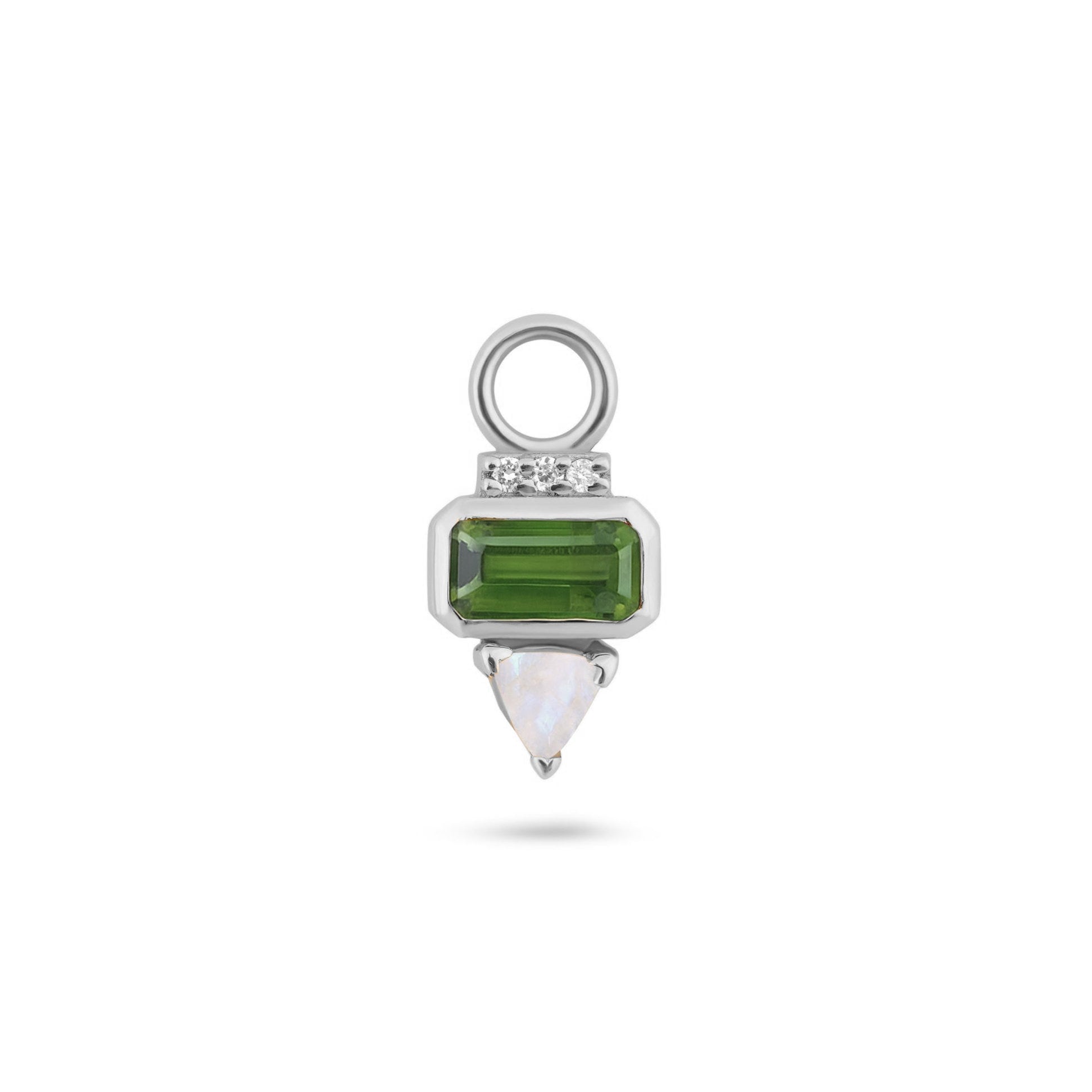 Zohreh Women's Green / Silver Green Tourmaline, Sapphire & Moonstone Earring Charm Sterling Silver In Metallic