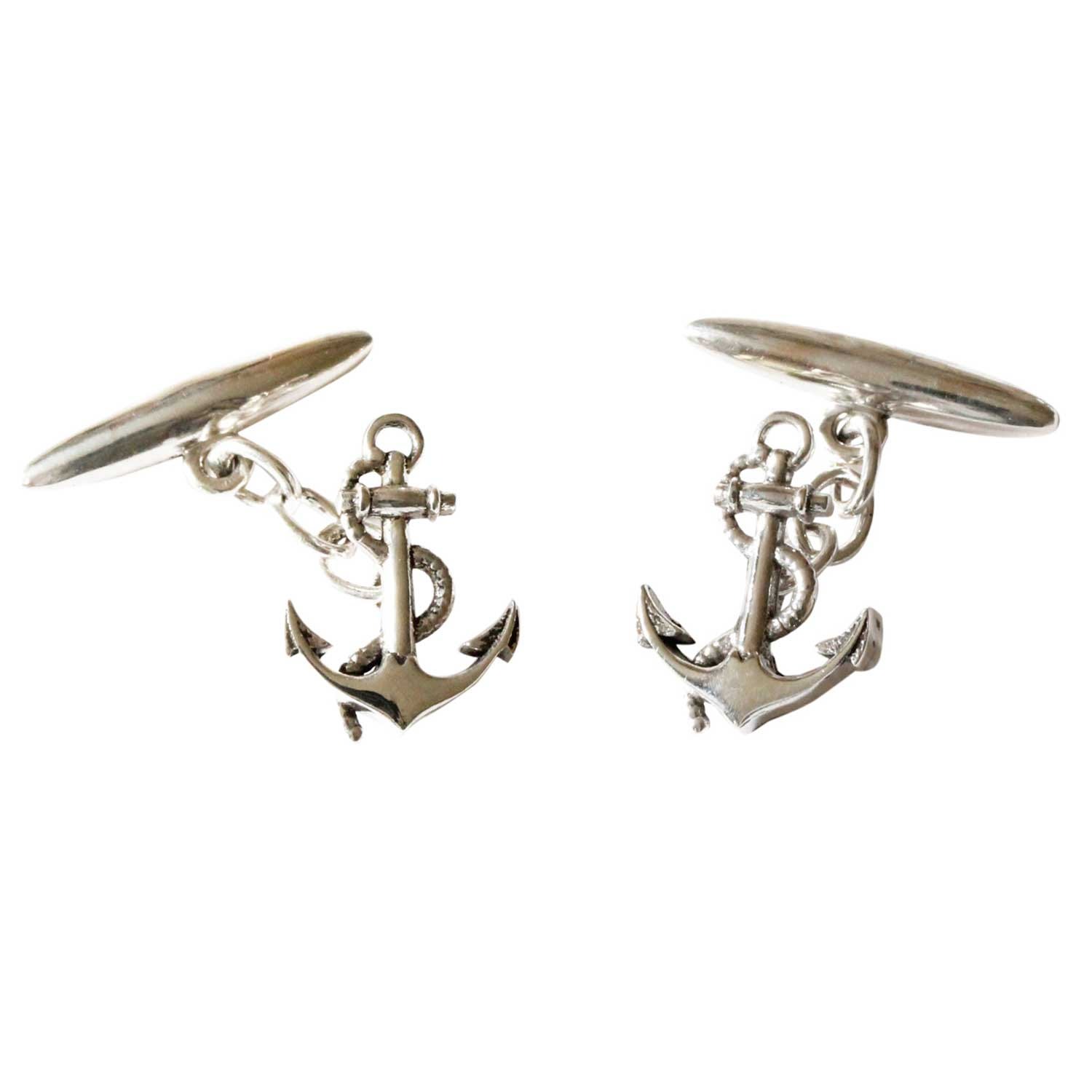 Men’s Anchor Cufflinks - Silver Lee Renee