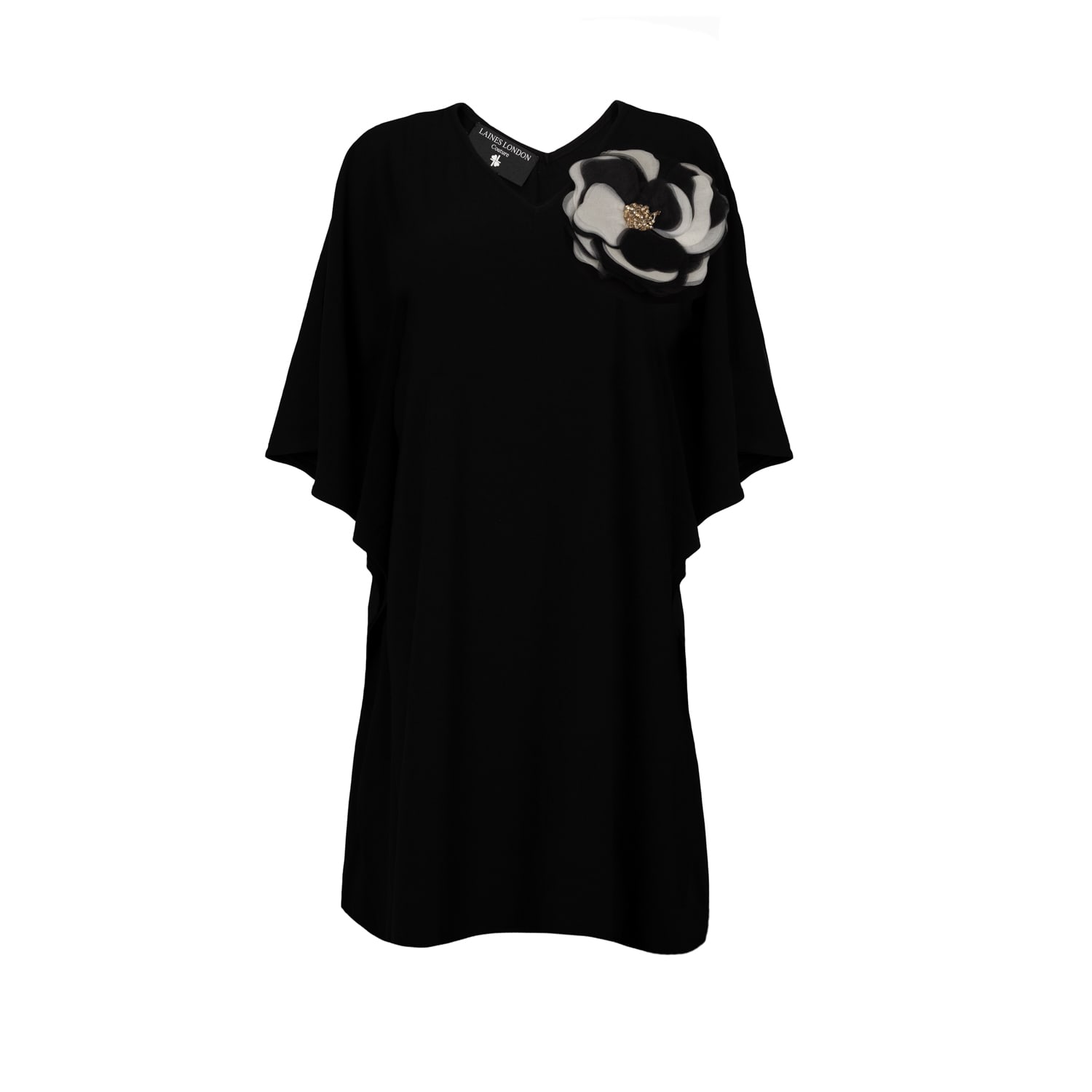 Laines London Women's Black / Neutrals / Gold Laines Couture Kaftan With Black & Cream Corsage In Black/gold