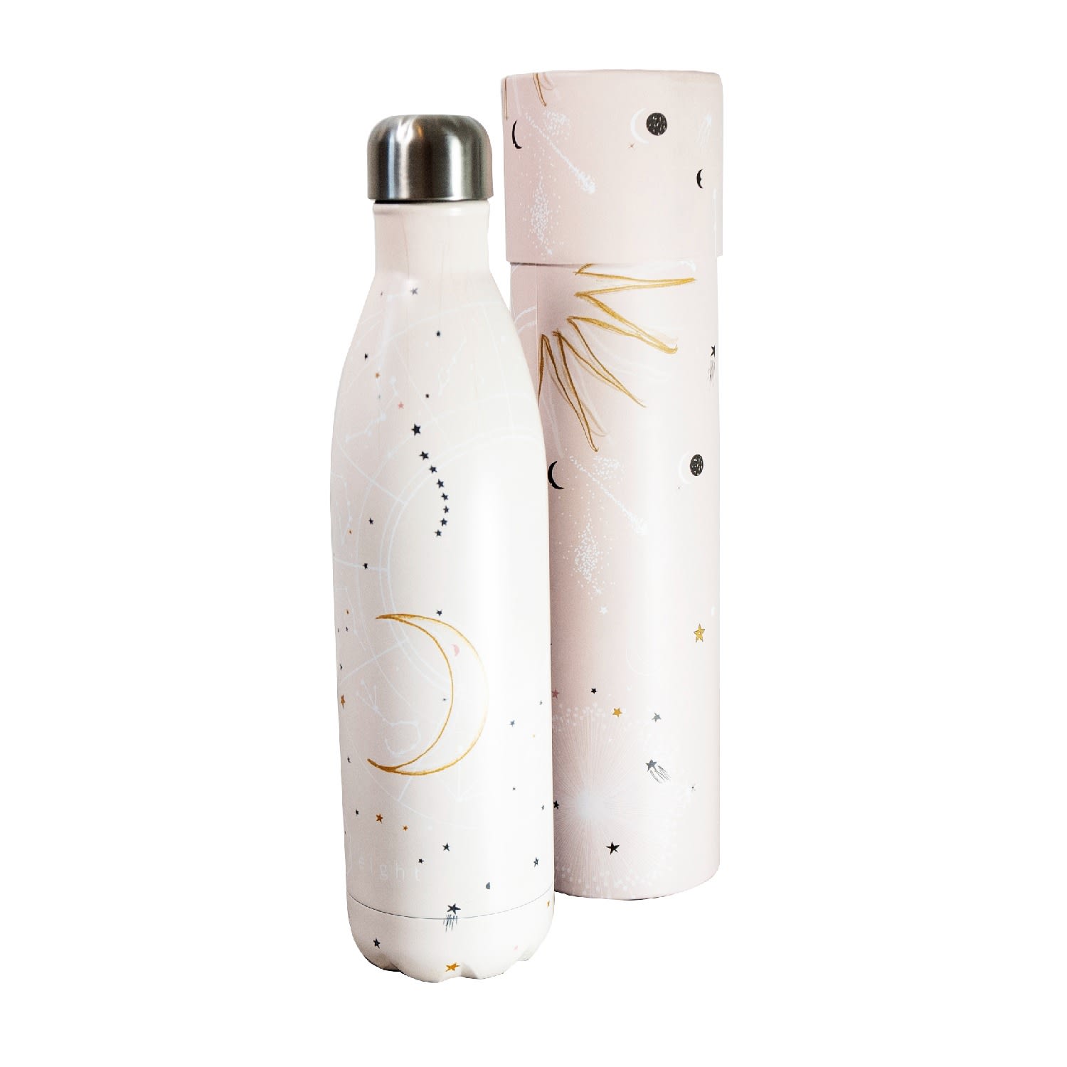 Holdereight Yoga Women's White Bottle - Thermo Double Walled Stainless -constellations In White