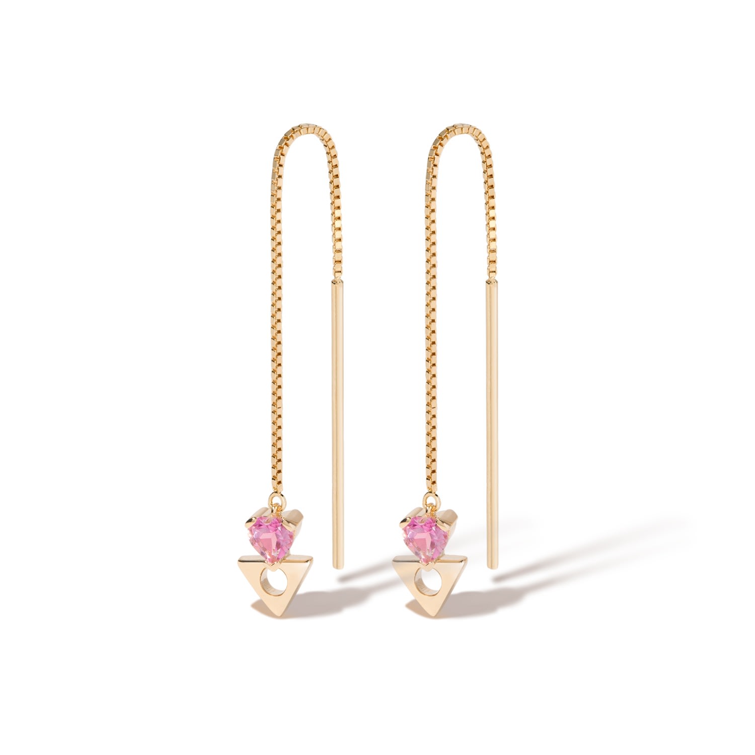 Women’s Pink / Purple / Gold Dreaming & Believing Threader Earrings - 18K Gold Vermeil Threader Earrings With Pink Topaz Heart Gemstones Ldere