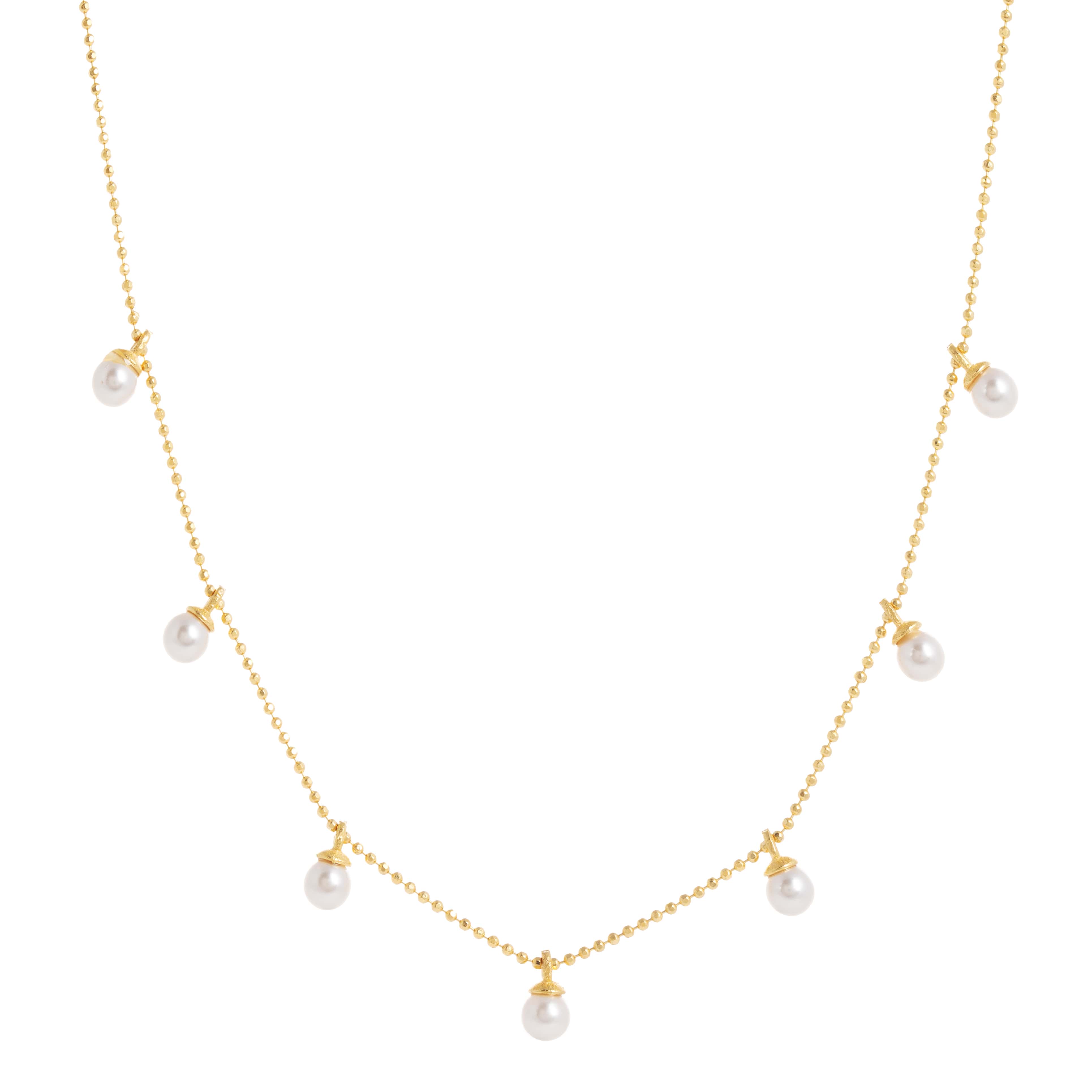 Women’s Laura Gold Chain With Tiny White Pearls Amadeus