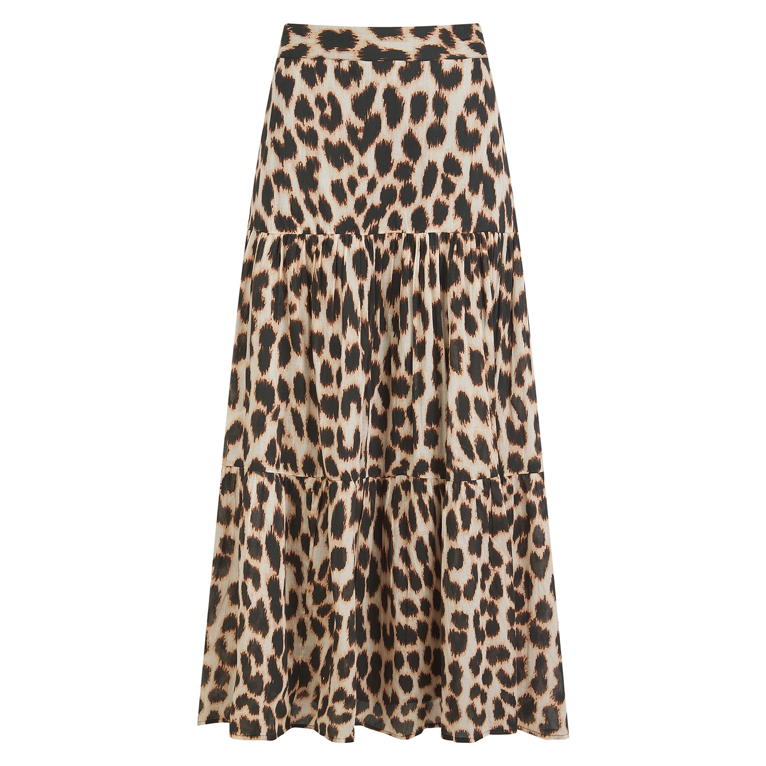 Nooki Design Women's Neutrals / Brown Dominica Tiered Skirt - Leopard In Brown
