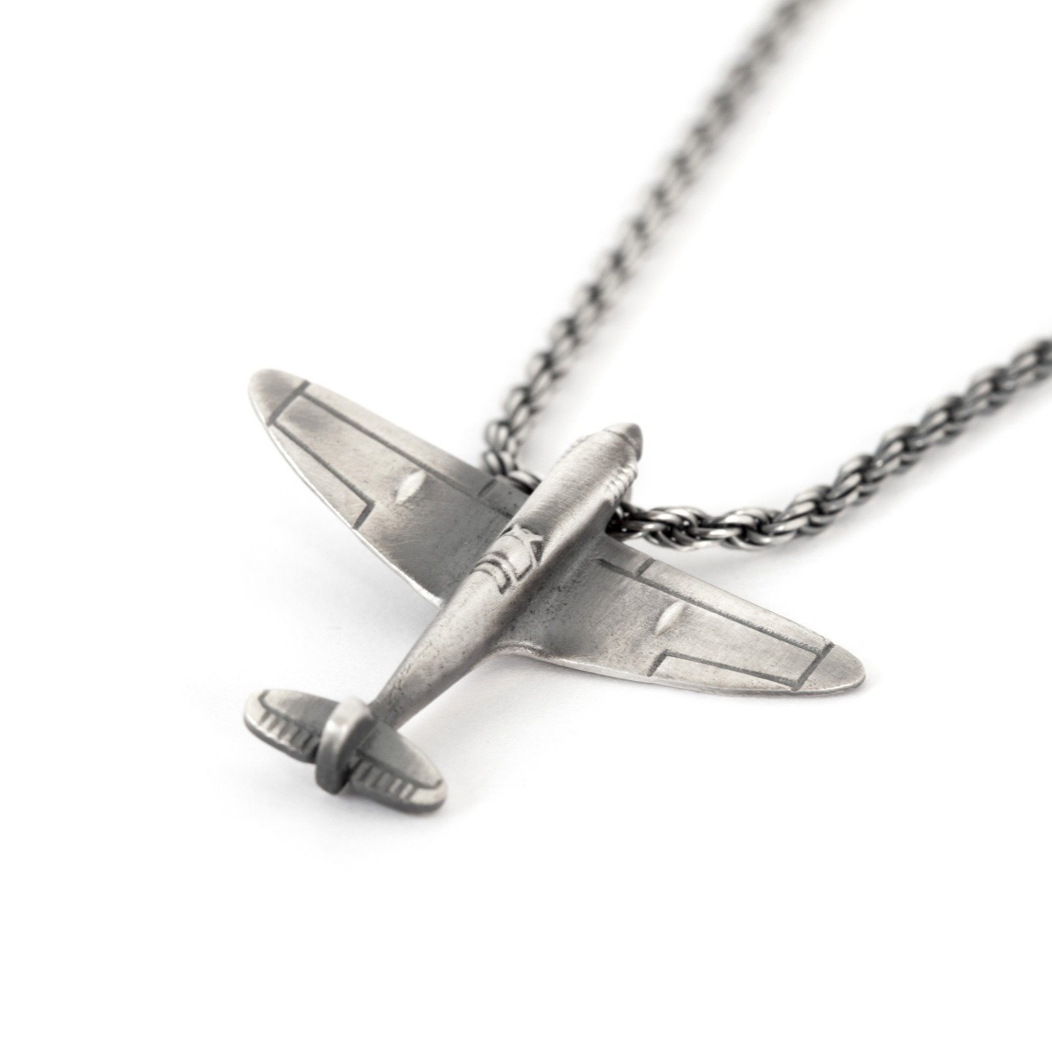 Silver Airplane Necklace