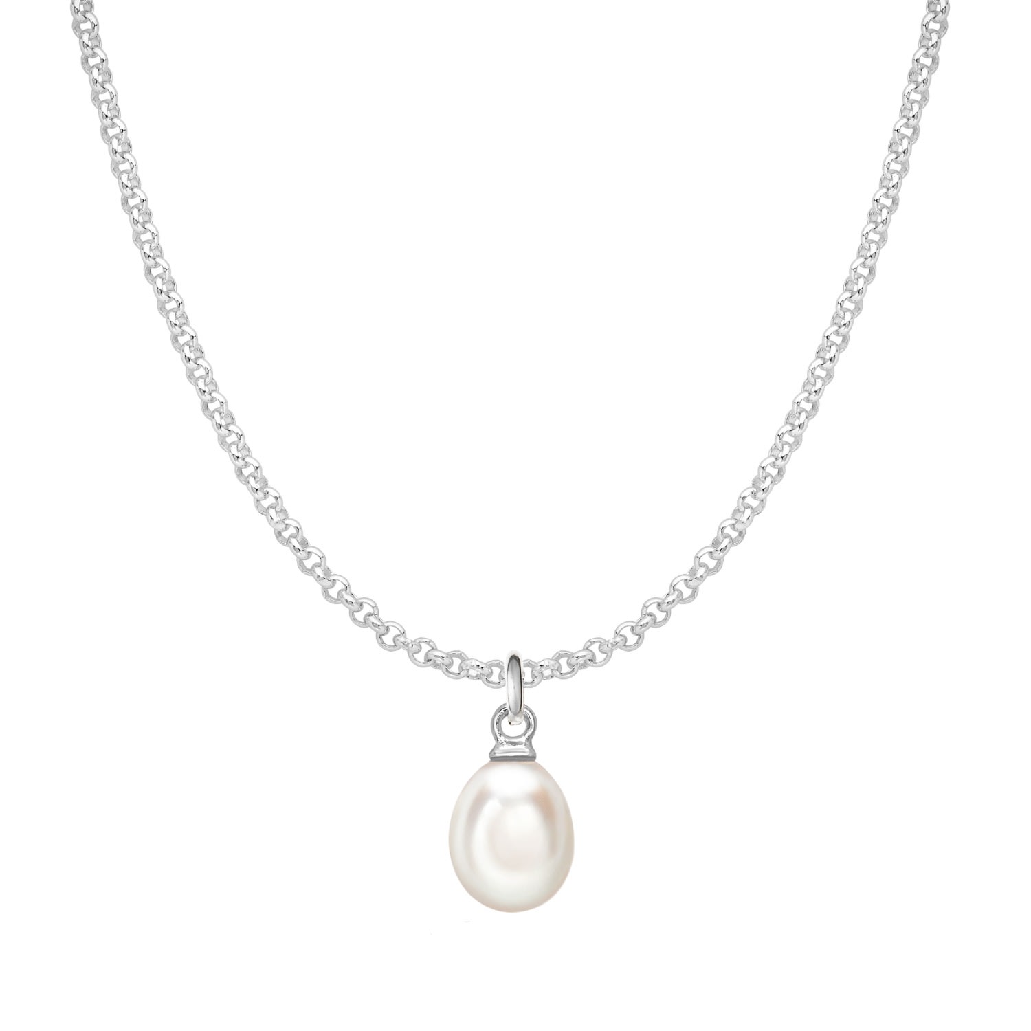 Dower & Hall Mens Oval Pearl And Silver Necklace In Metallic
