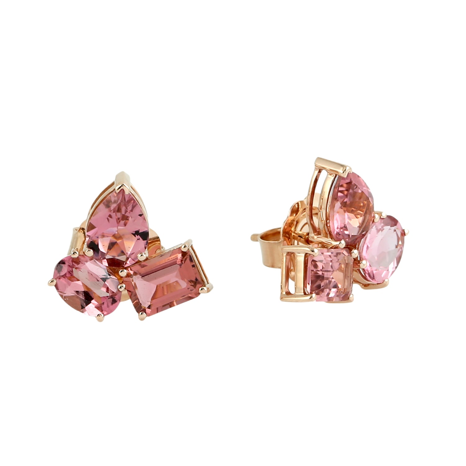 Artisan Women's Rose Gold / Pink / Purple Pink Tourmaline Gemstone Stud Earrings In 18k Rose Gold