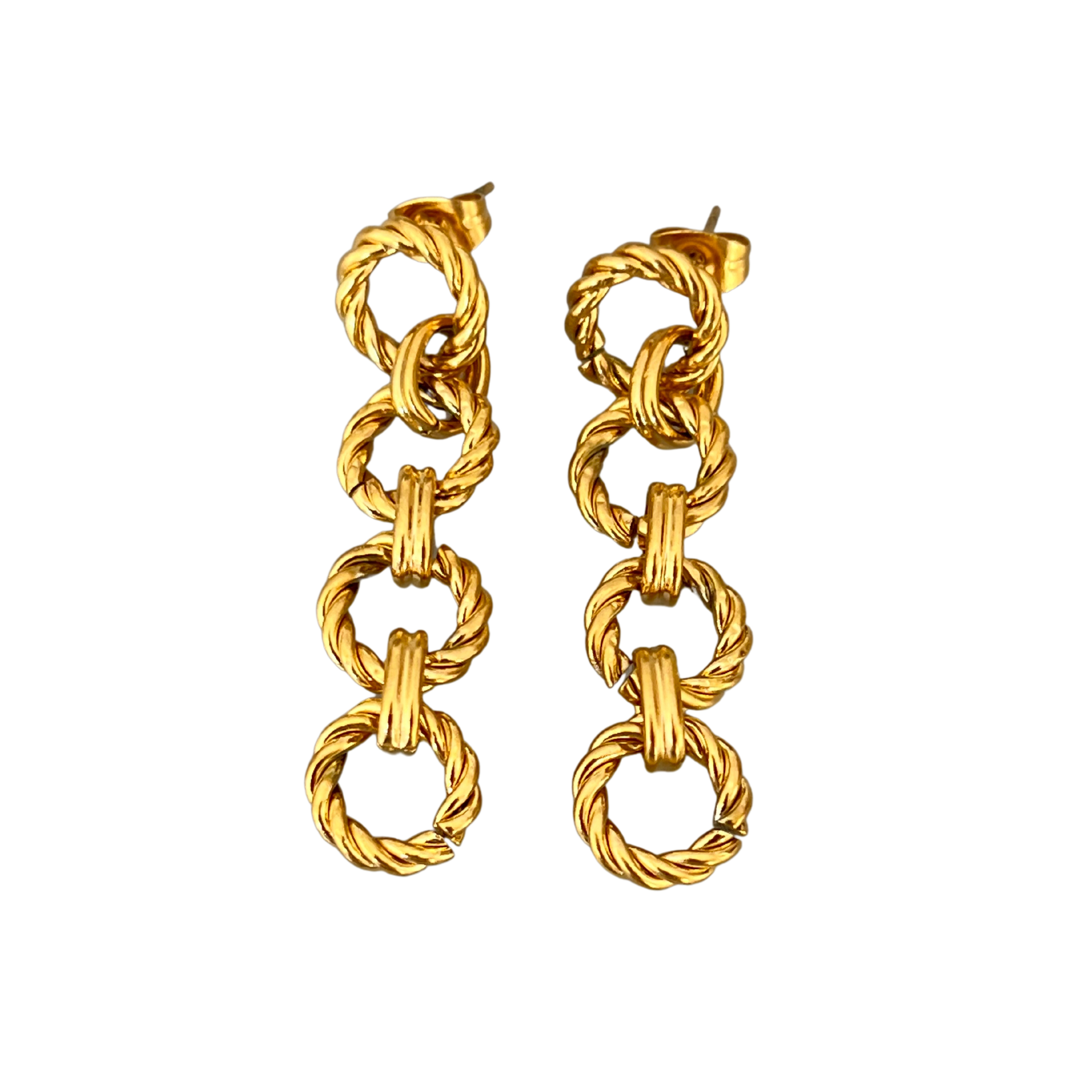 Nazzar Women's Gold Twist Link Chain Earrings In Gold