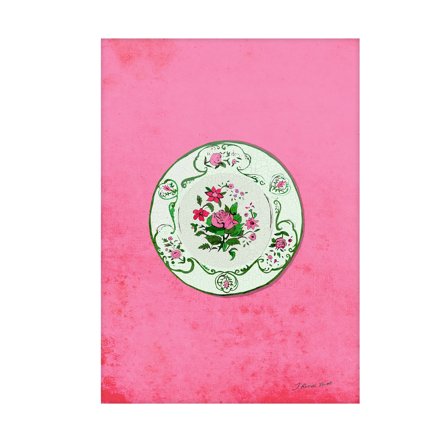 Pink / Purple The Rose Plate Signed Print A4 210 X 297Mm Jessica Russell Flint