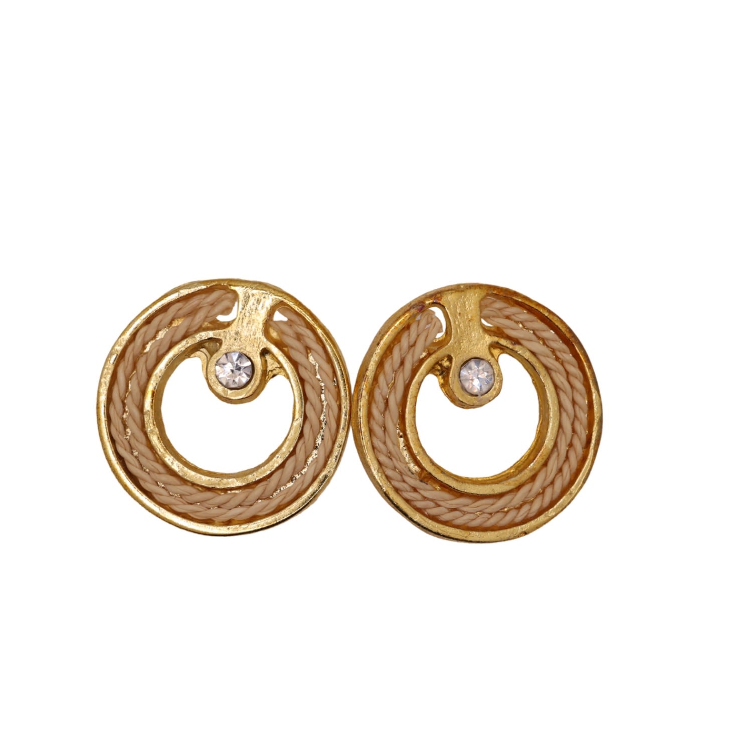 Nart Nature Making Art Women's Gold The Dot In A Circle Buriti Natural Fiber Earrings
