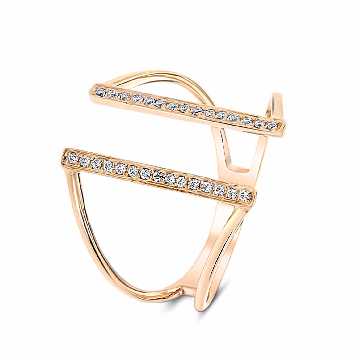Women’s Rose Gold Bridge Diamond Ring 18K Gold Cosanuova