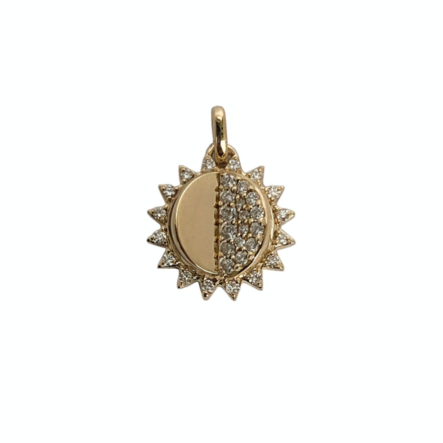 Women’s Memento Half Gold Half Diamond Sun Charm Pendant Rinoor