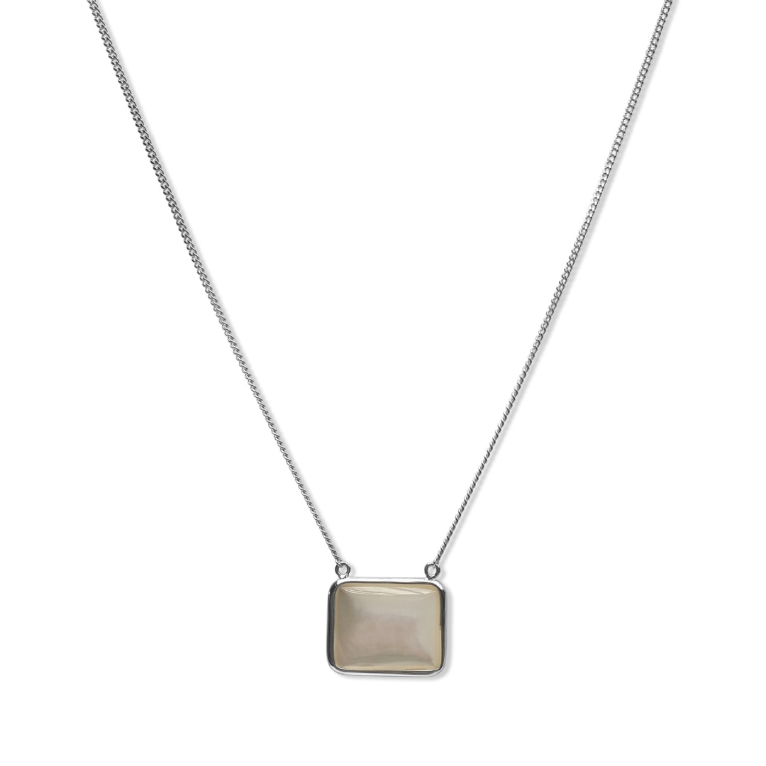 Women’s White La Stèle Mother Of Pearl Square Necklace Fv Jewellery