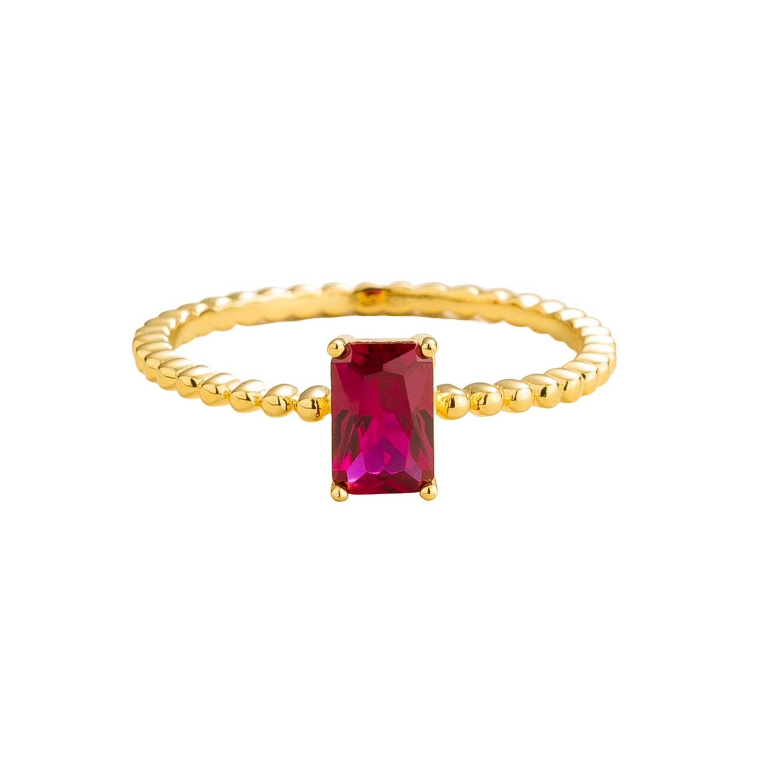 Juvetti Women's Red / Gold Buchon Gold Ring Set With Ruby In Multi