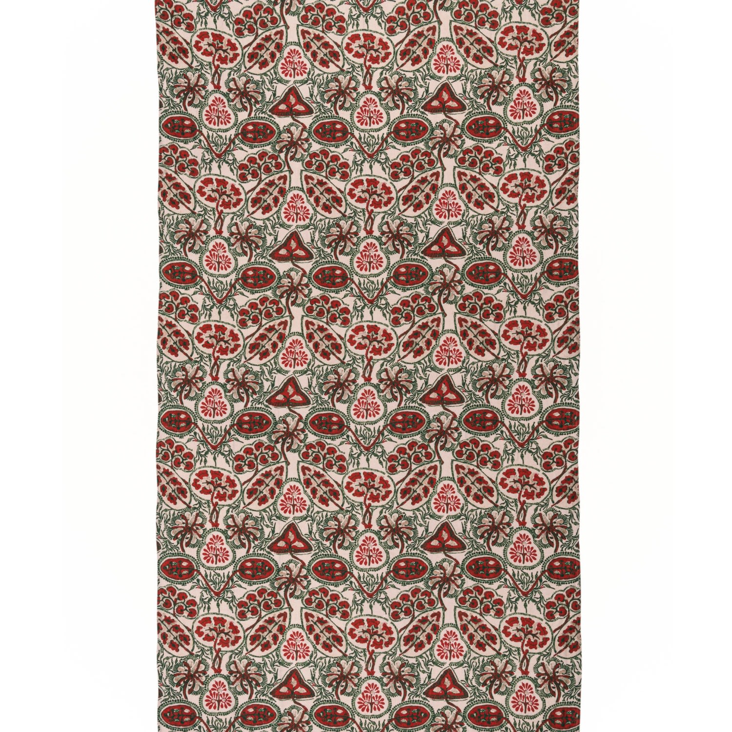 Mindthegap Green / White / Red Heirloom Linen Tablecloth By  In Brown
