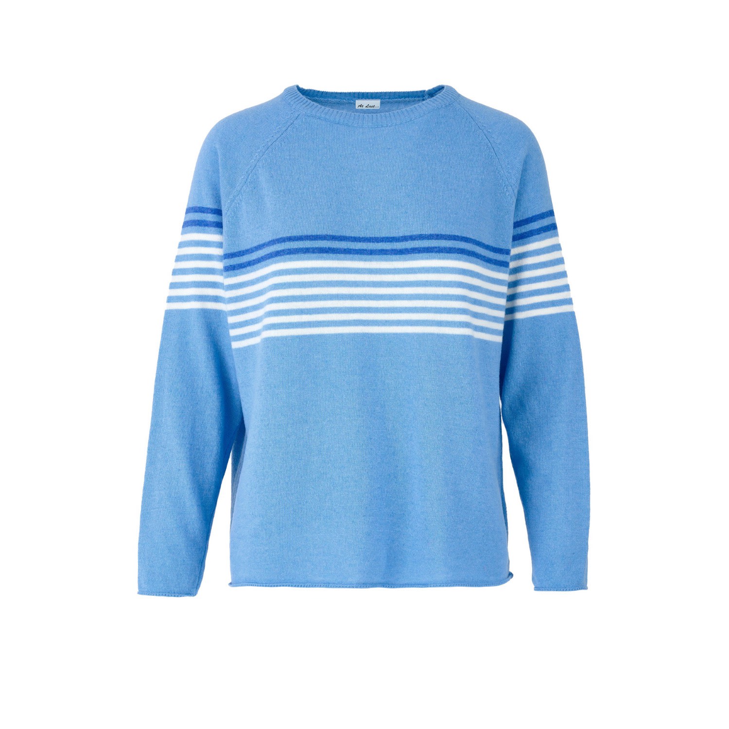 Women’s Cashmere Sweater In Blue Stripe One Size At Last...