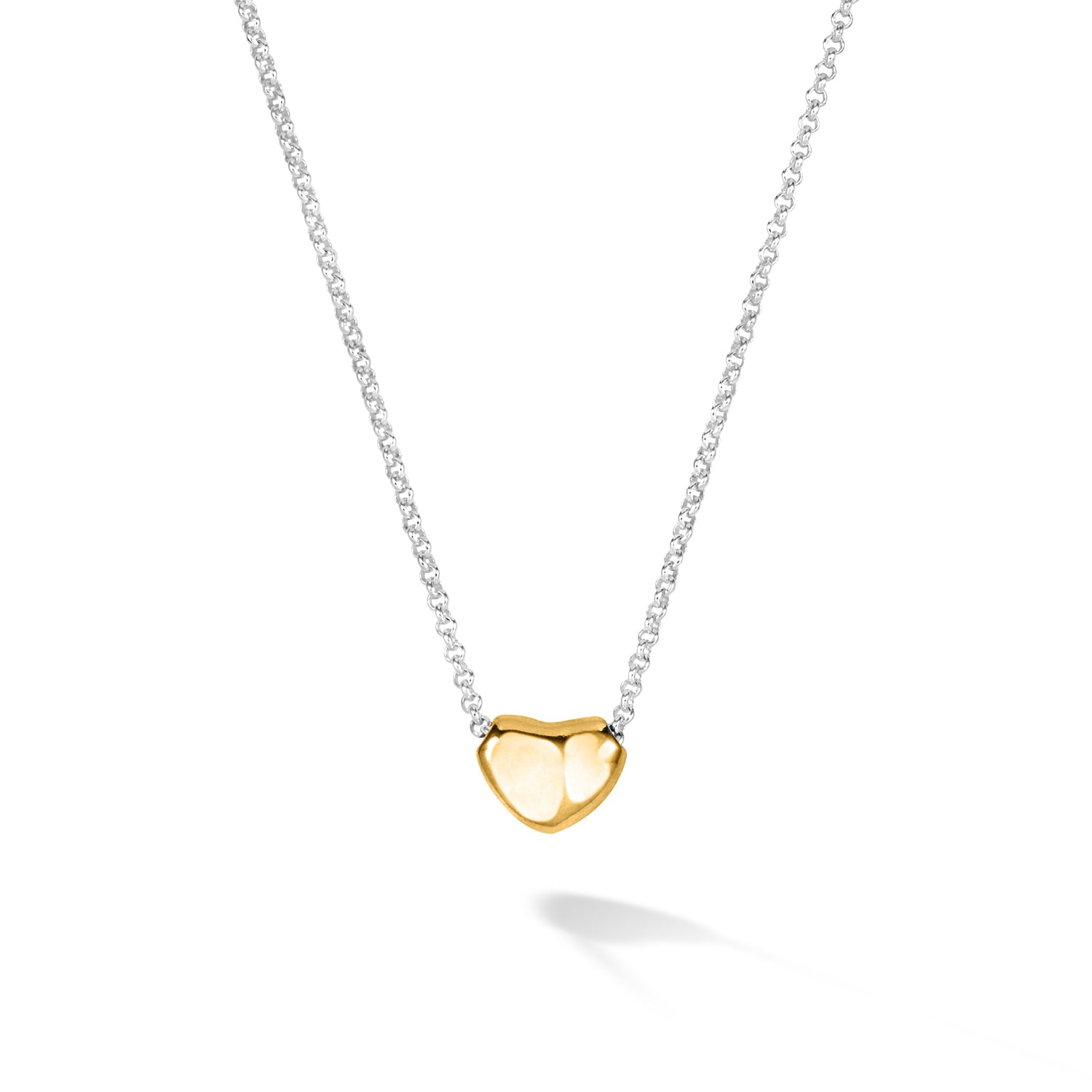 Dower & Hall Women's Silver / Gold Heart Nugget Pendant In Sterling Silver Vermeil