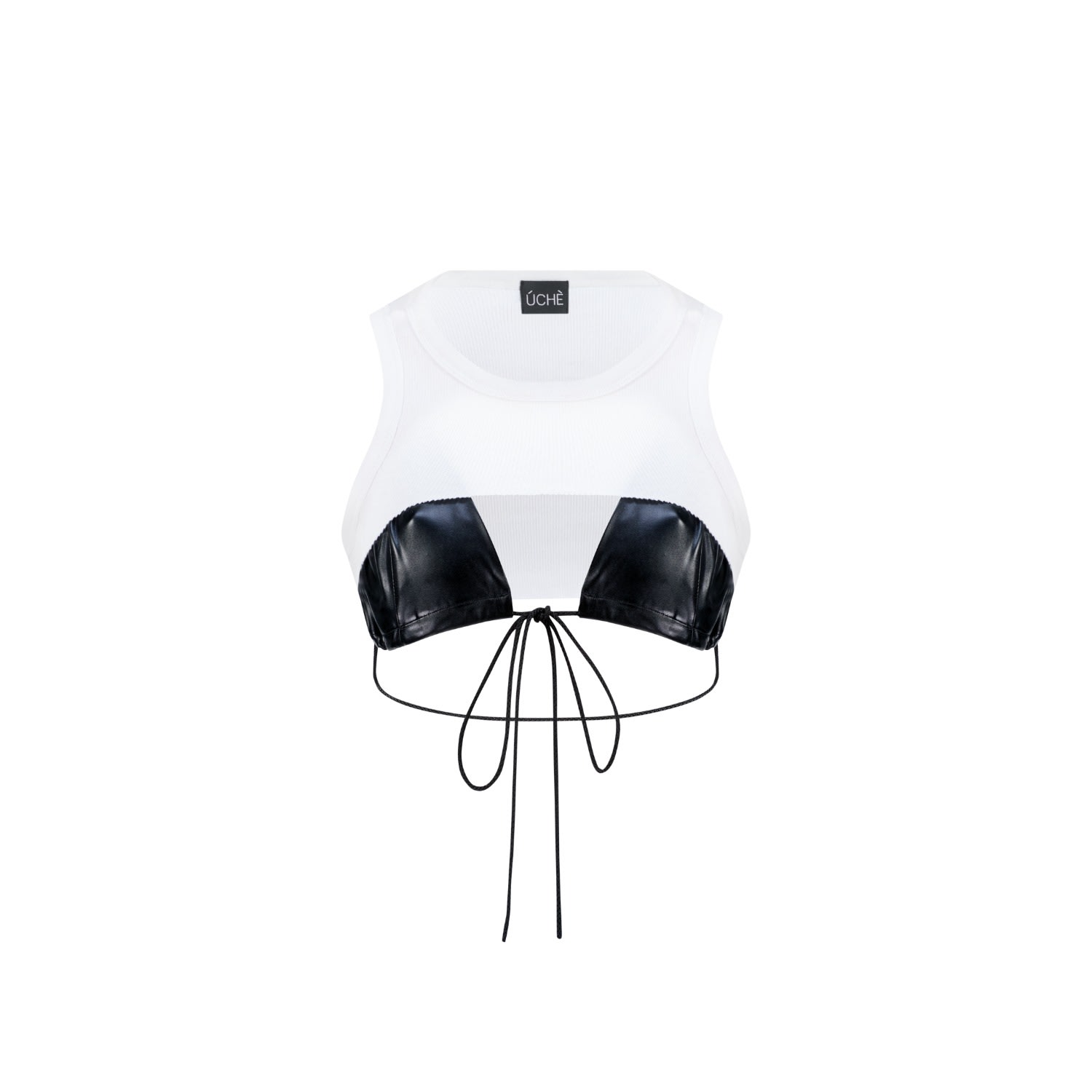 Women’s White / Black Faux Leather Bikini Tank Top Xxs ÃšchÃ¨