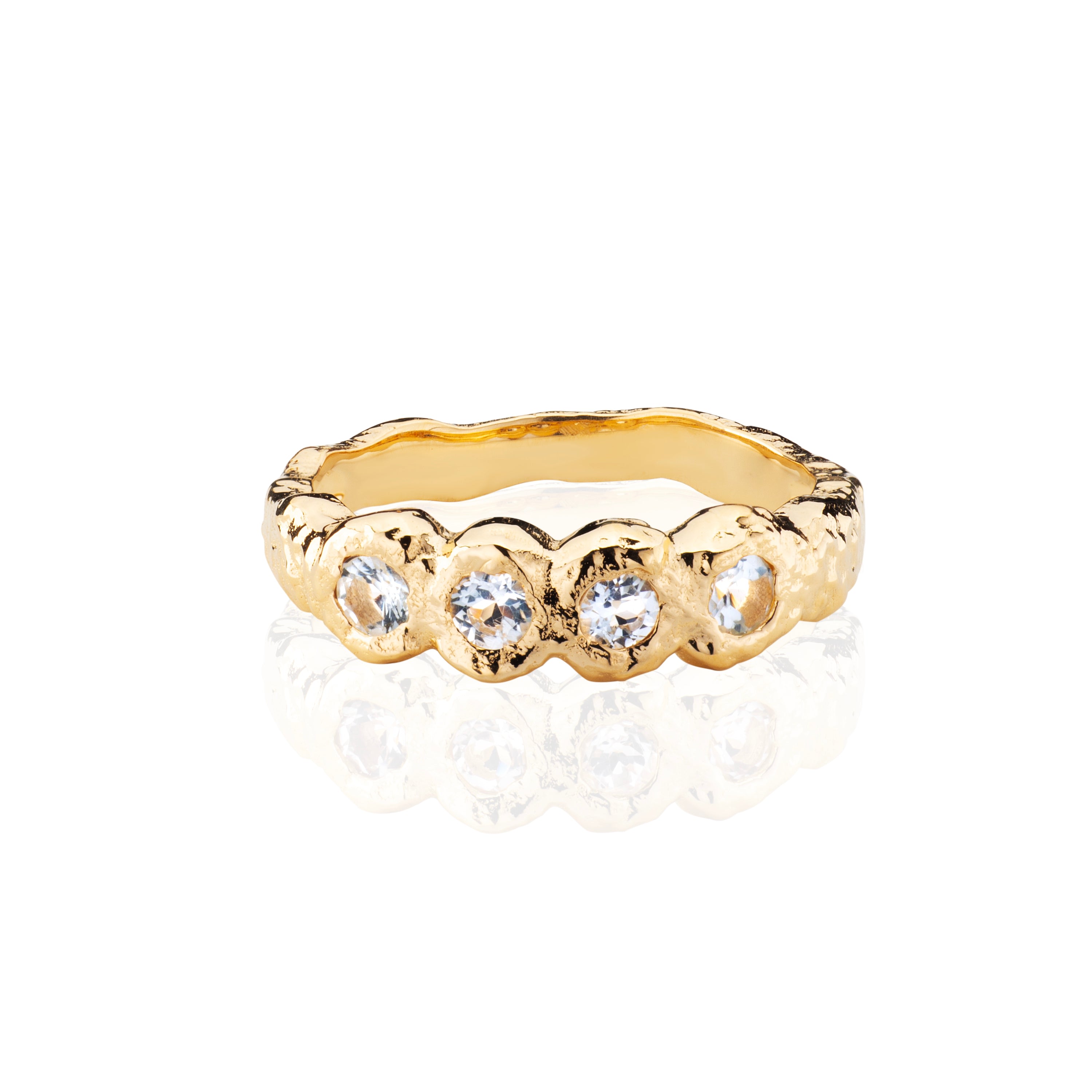 Aaria London Women's Juno Molten Hammered Topaz Ring - Gold